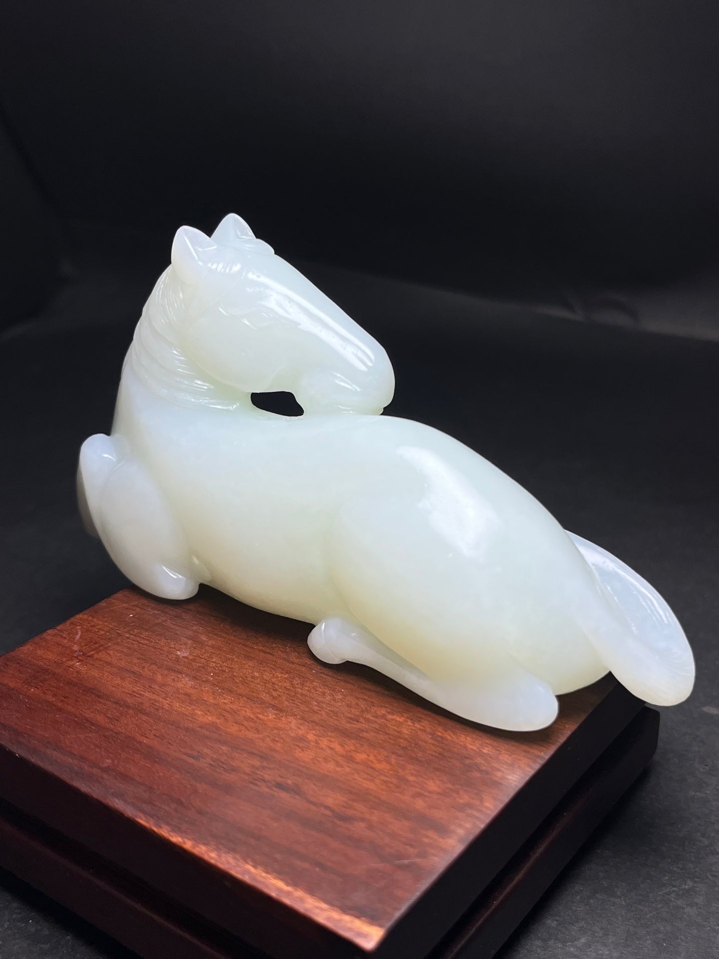 A1671 Superb Chinese White Hetian Jade Carved Fortune Horse Statue