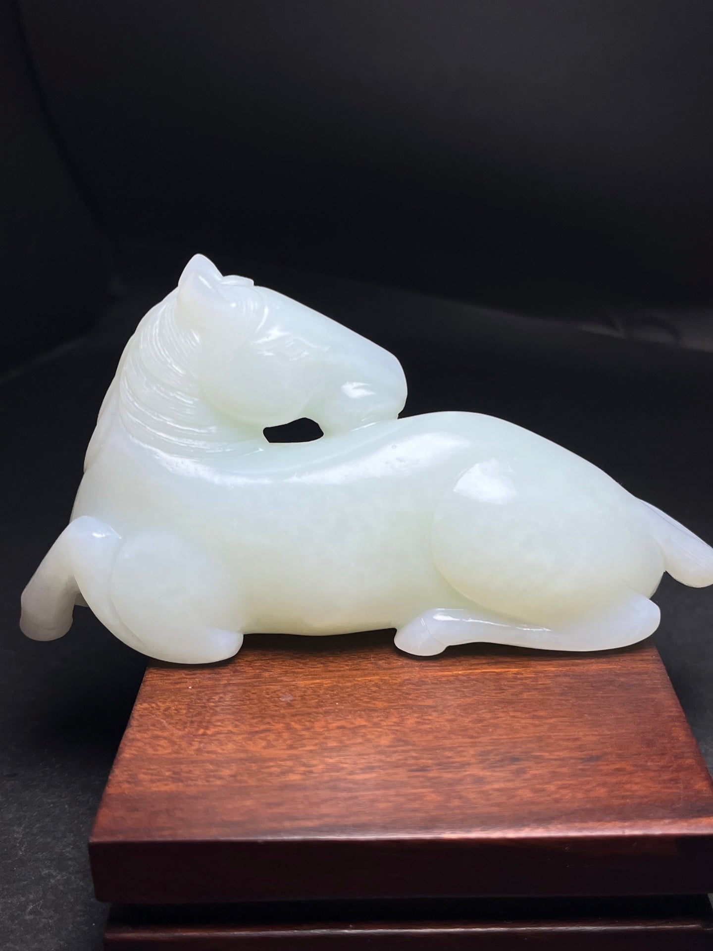 A1671 Superb Chinese White Hetian Jade Carved Fortune Horse Statue