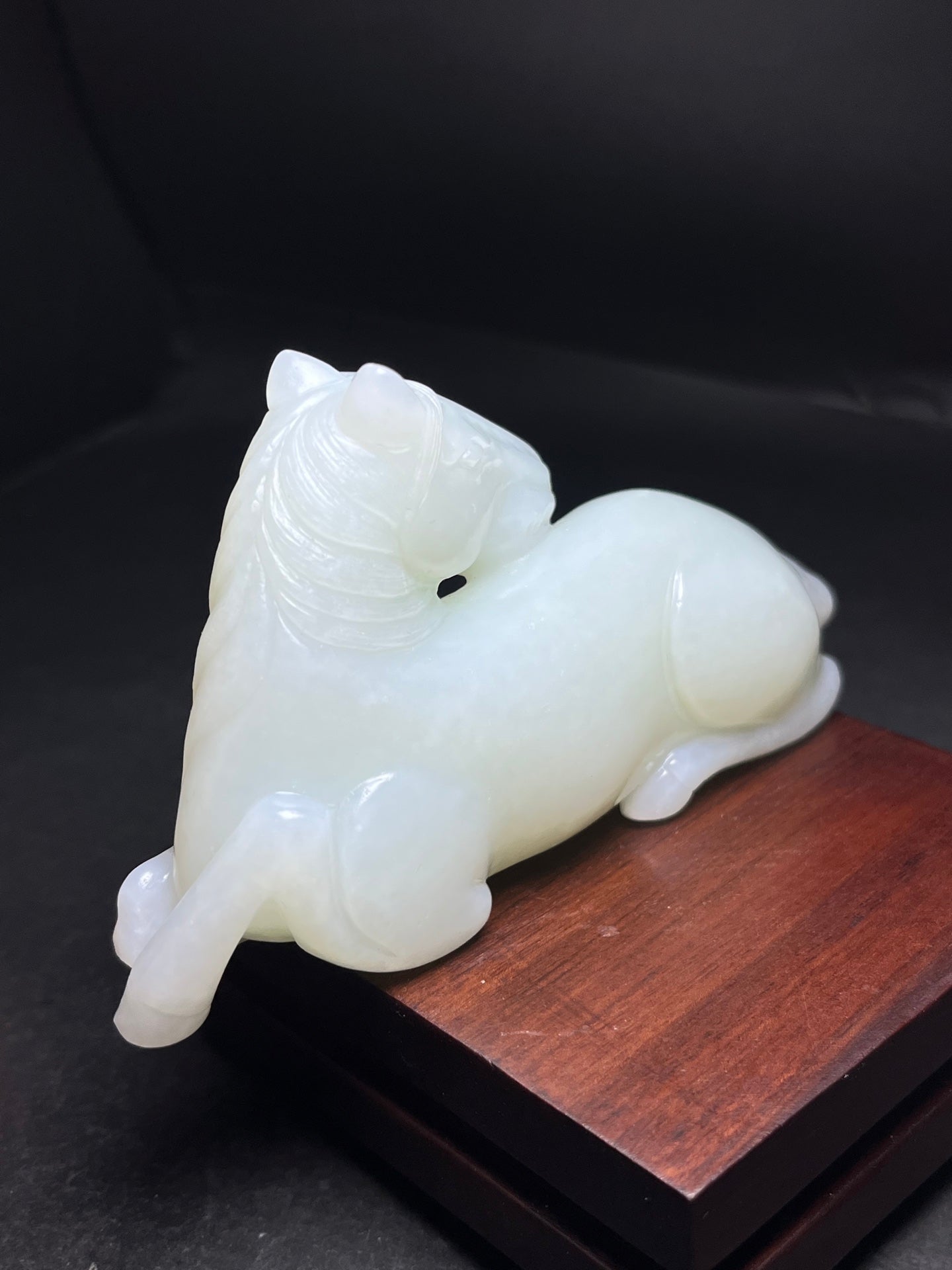 A1671 Superb Chinese White Hetian Jade Carved Fortune Horse Statue