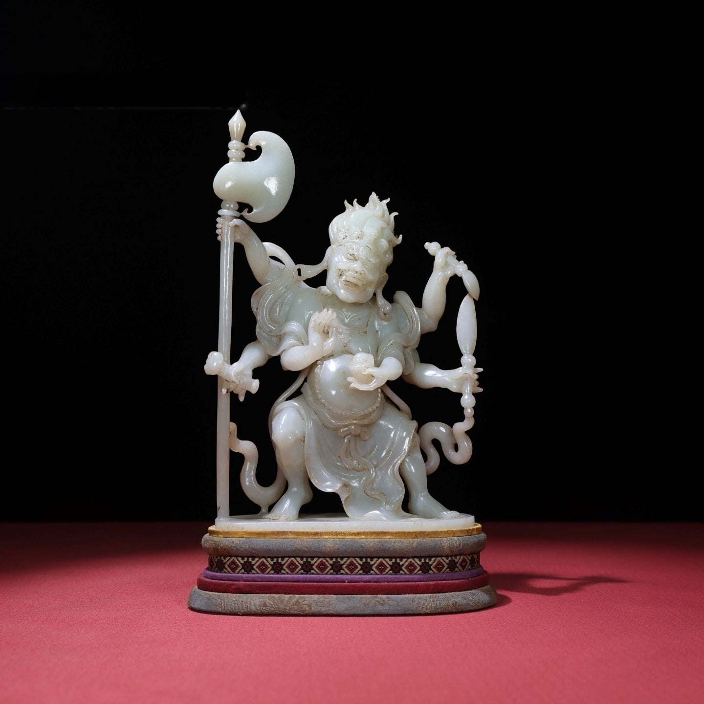 A1674 High Quality Chinese White Hetian Jade Carved Mythology Figure Statue