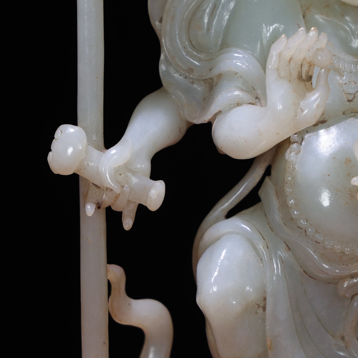 A1674 High Quality Chinese White Hetian Jade Carved Mythology Figure Statue