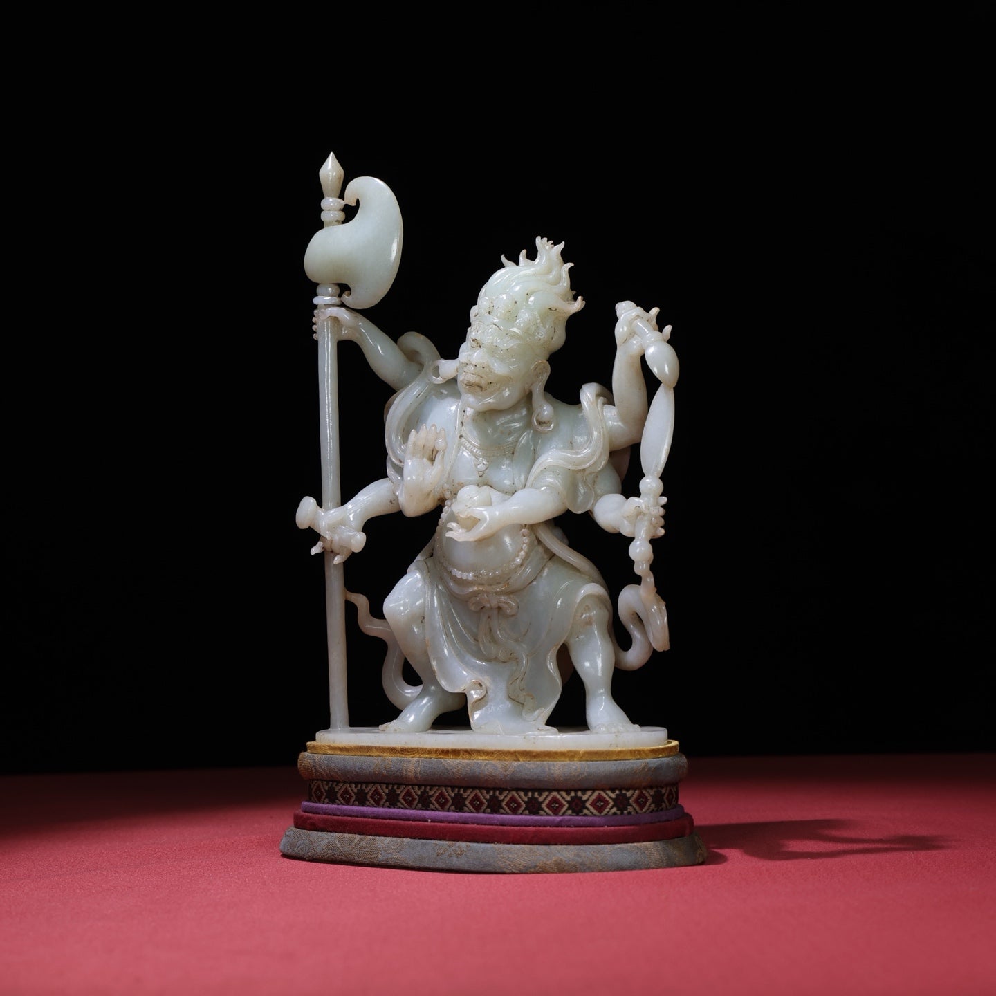 A1674 High Quality Chinese White Hetian Jade Carved Mythology Figure Statue