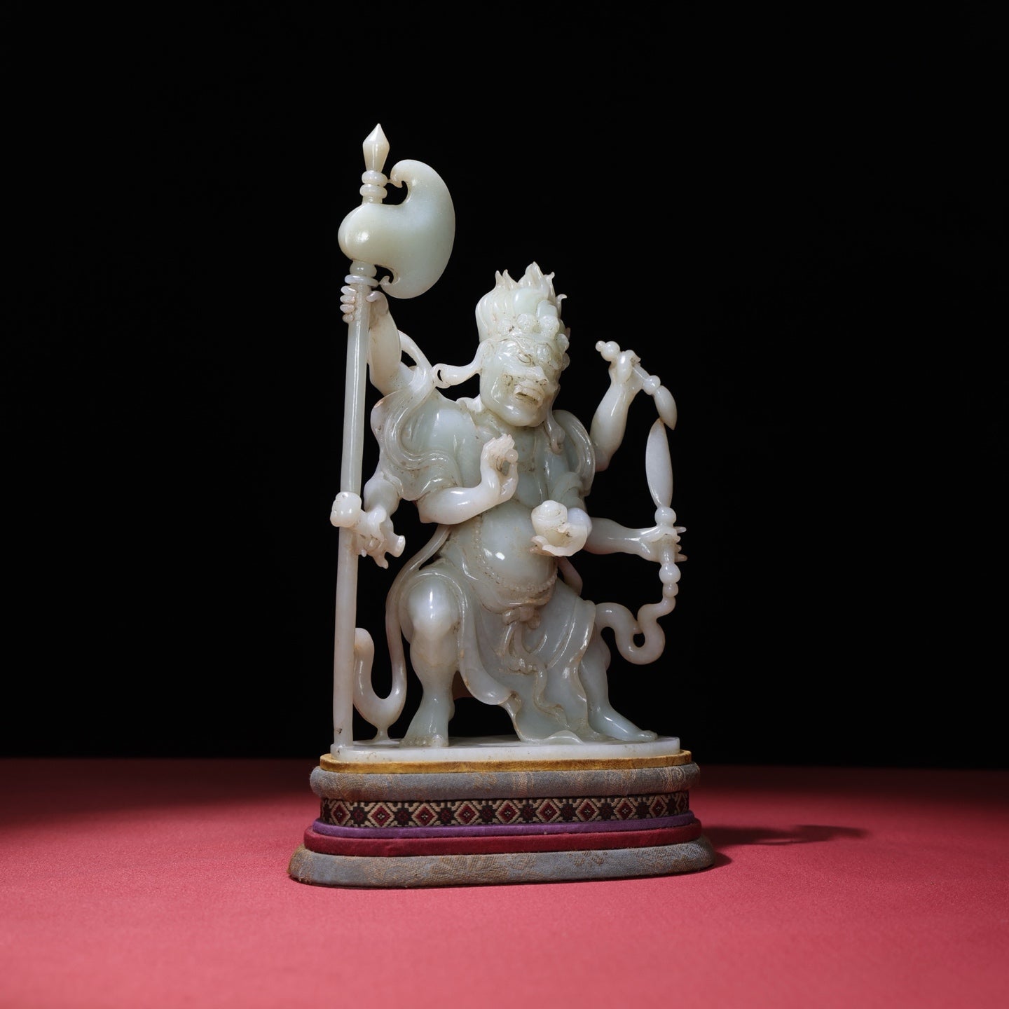 A1674 High Quality Chinese White Hetian Jade Carved Mythology Figure Statue
