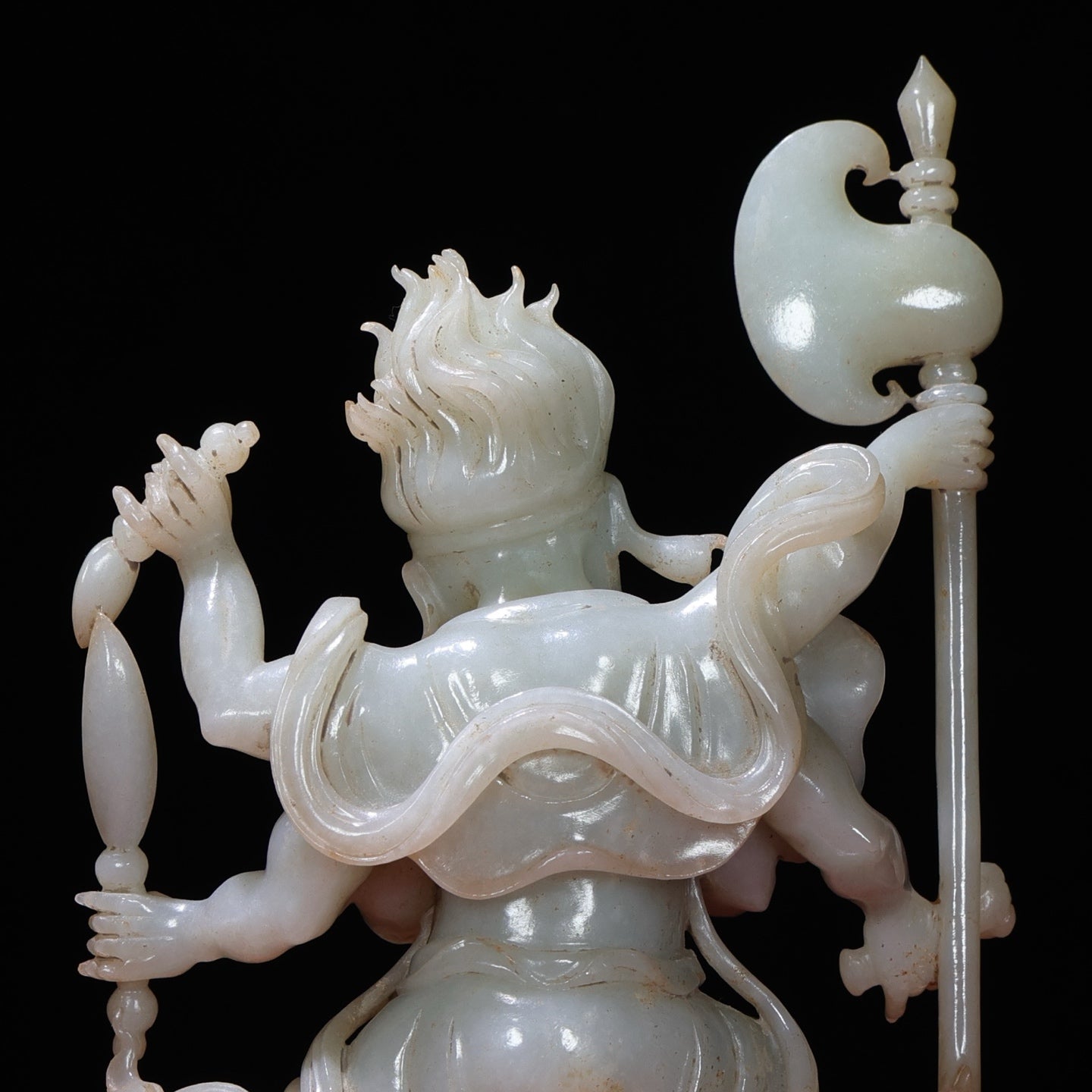 A1674 High Quality Chinese White Hetian Jade Carved Mythology Figure Statue