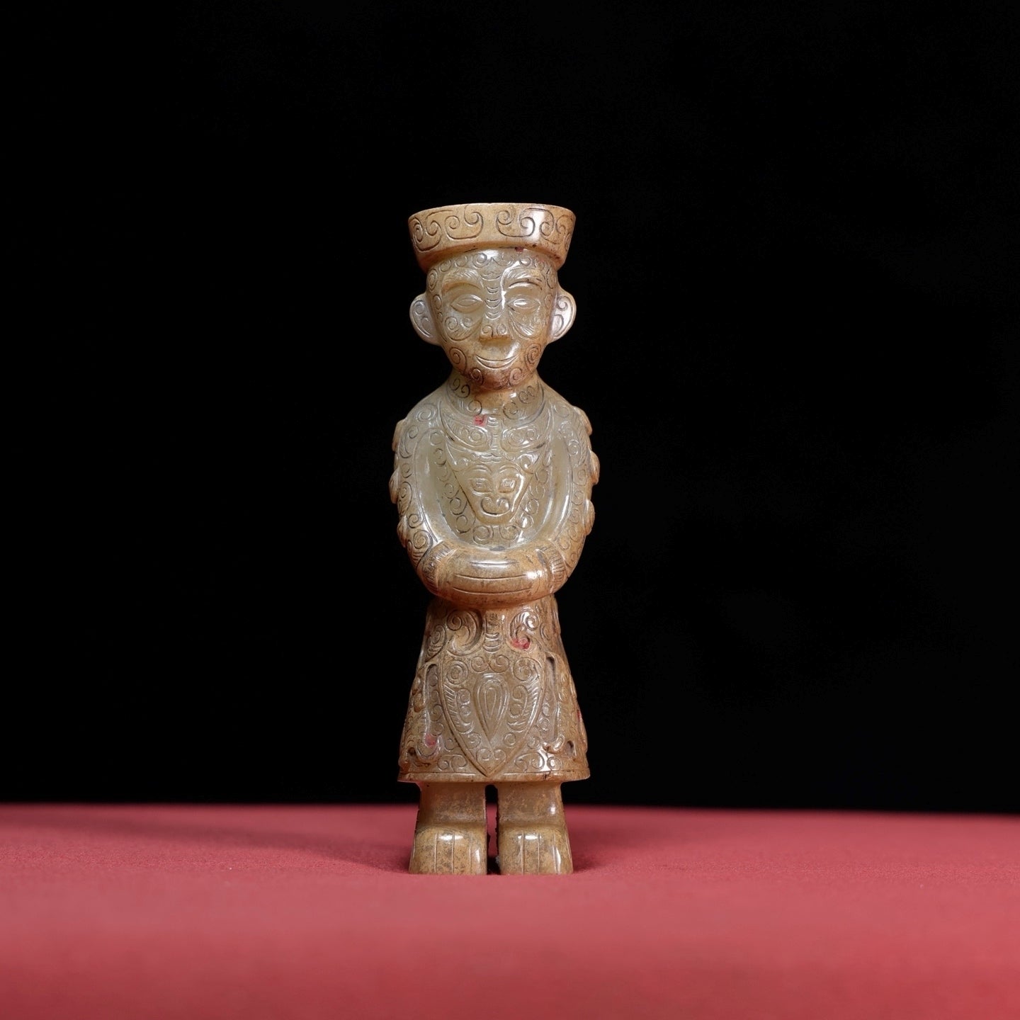 A1688 Superb Old Chinese Hetian Jade Carved Figure Statue