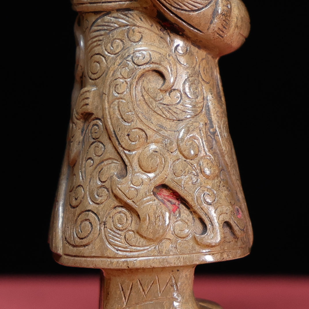 A1688 Superb Old Chinese Hetian Jade Carved Figure Statue