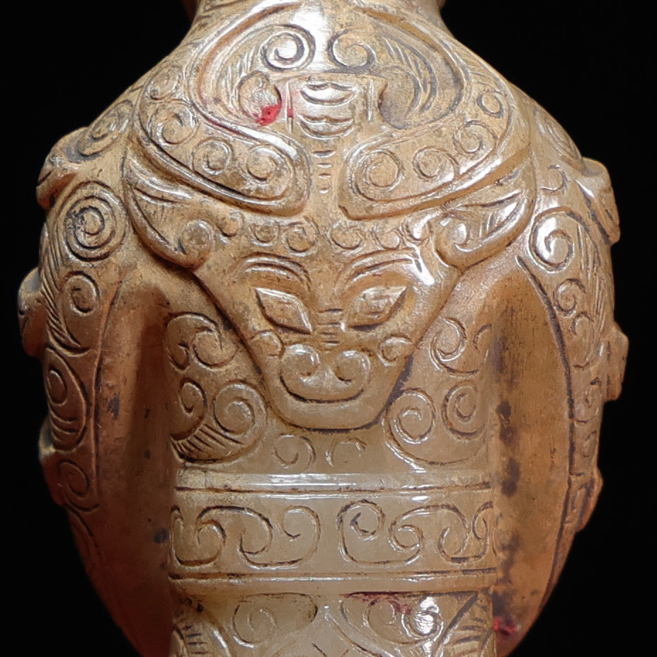 A1688 Superb Old Chinese Hetian Jade Carved Figure Statue