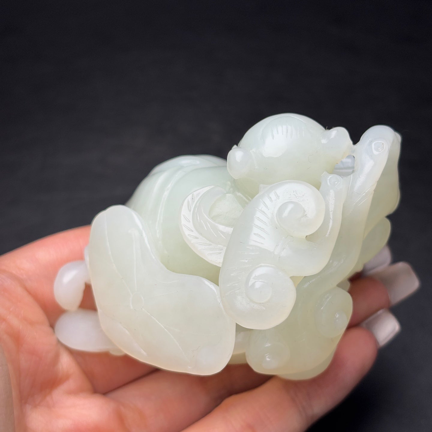A1692 Superb Chinese Hetian Jade Carved Kid Statue