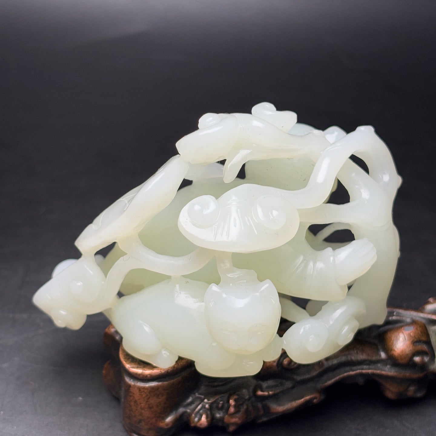 A1692 Superb Chinese Hetian Jade Carved Kid Statue