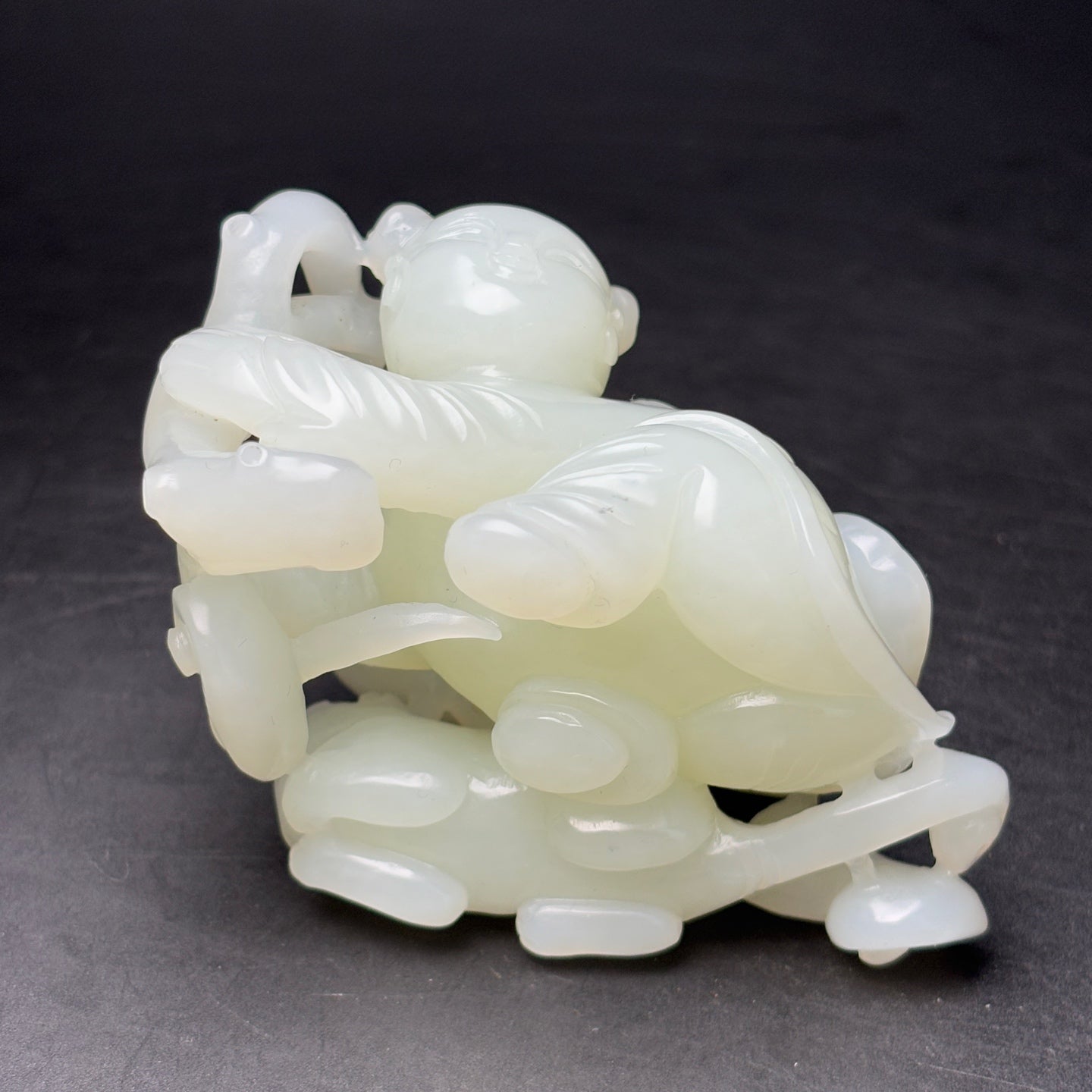A1692 Superb Chinese Hetian Jade Carved Kid Statue
