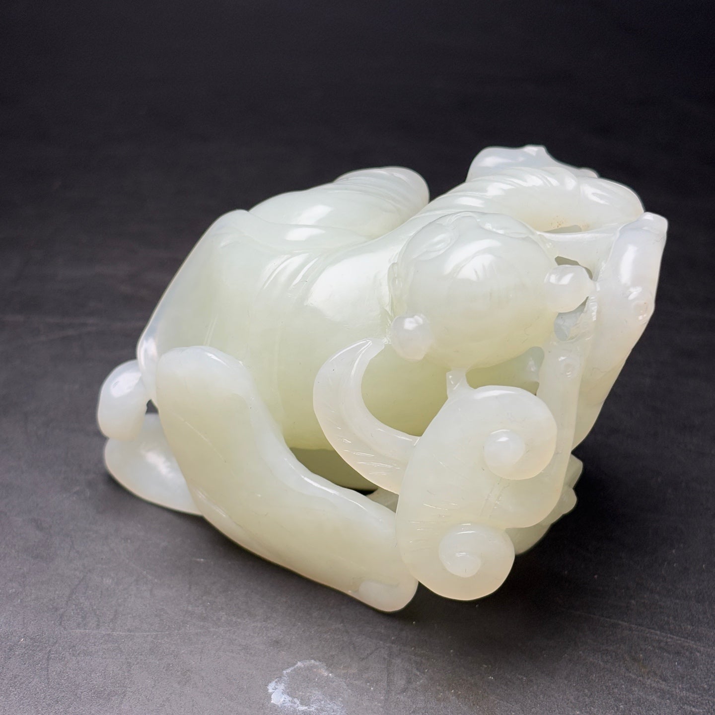 A1692 Superb Chinese Hetian Jade Carved Kid Statue