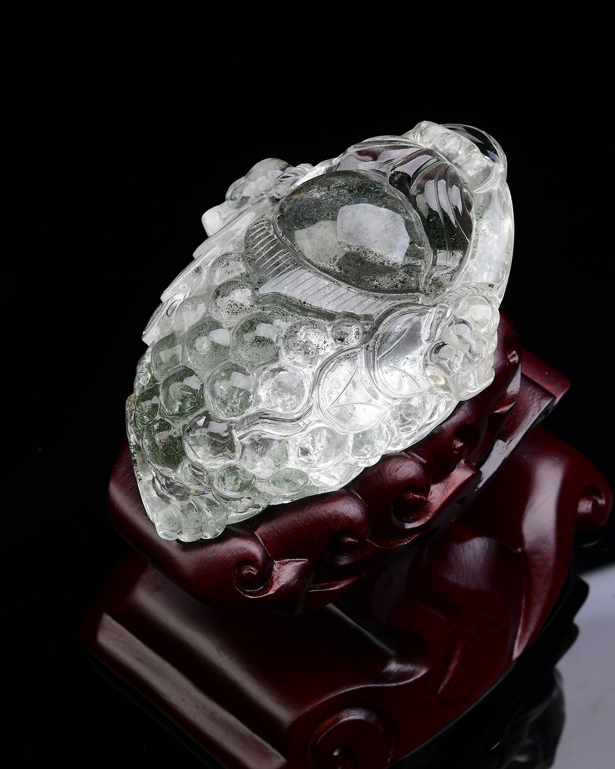 A1693 Exquisite Green Crystal Carved Fortune Toad Statue