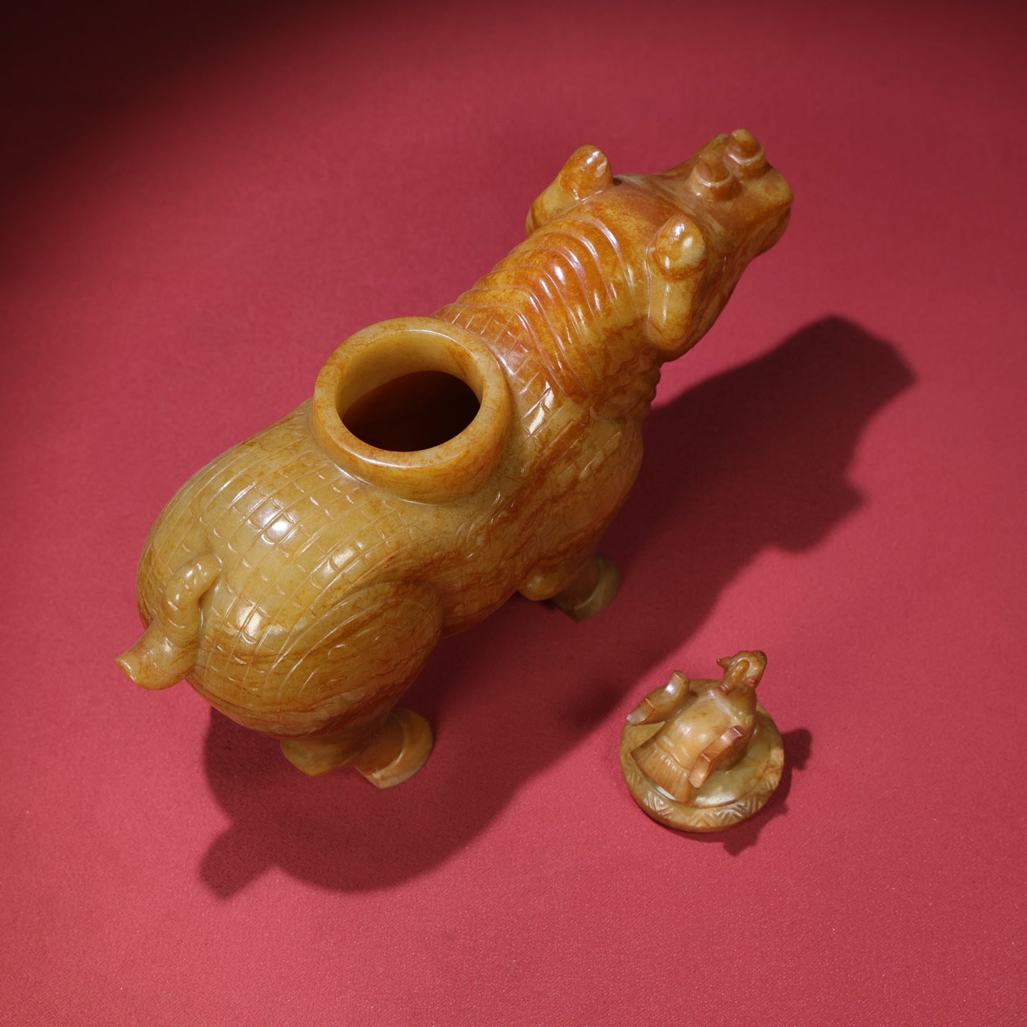 A1698 Superb Vintage Chinese Hetian Jade Carved Rhinoceros Statue
