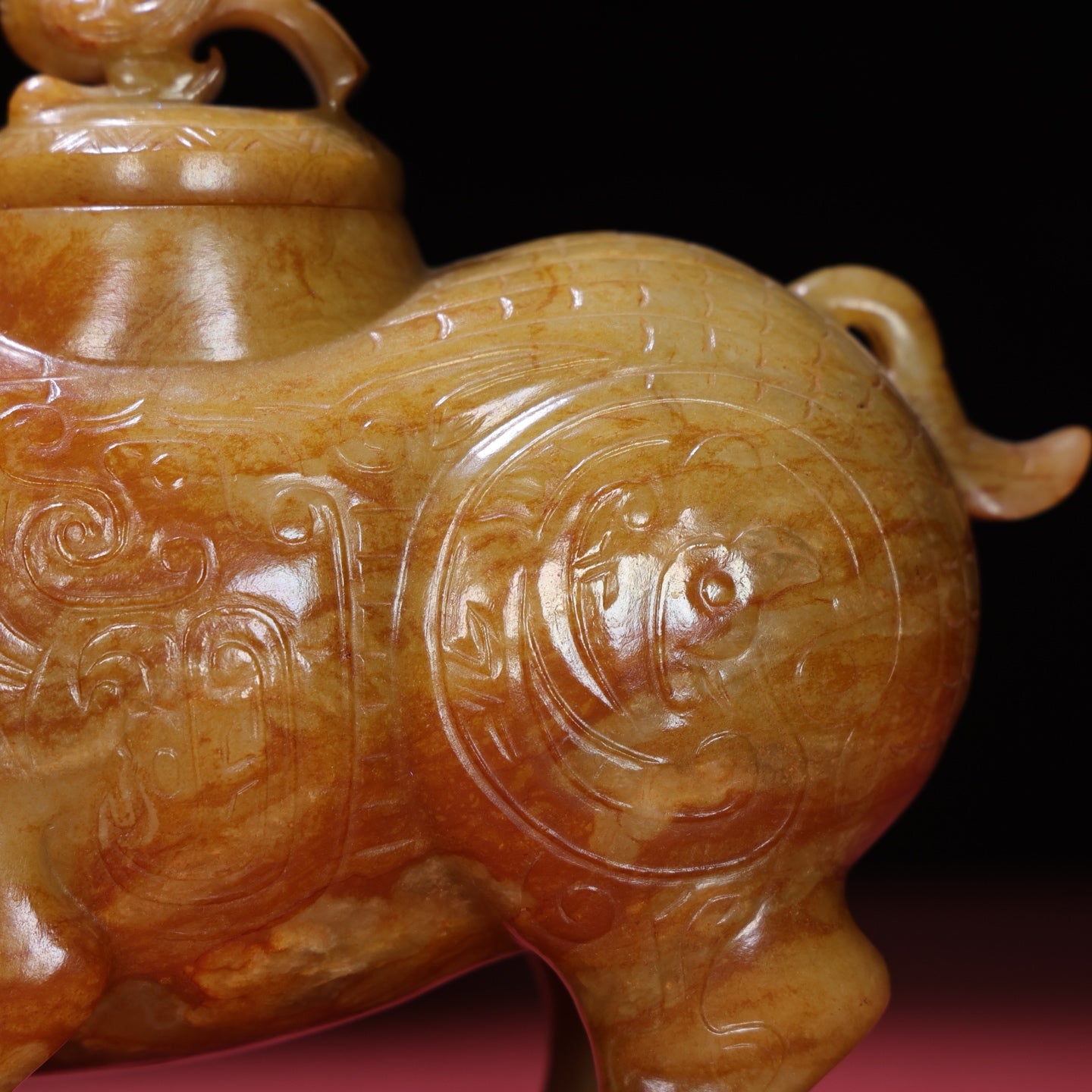 A1698 Superb Vintage Chinese Hetian Jade Carved Rhinoceros Statue