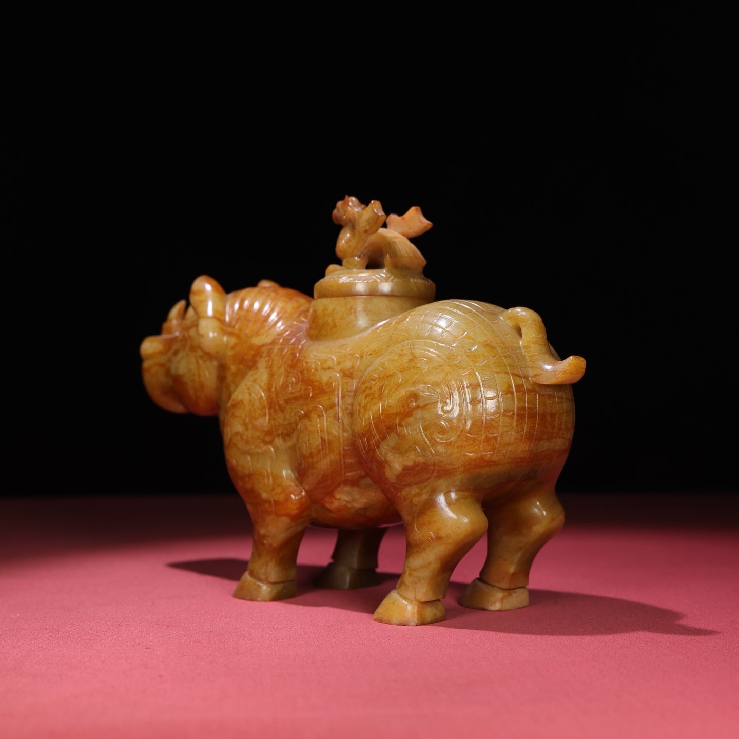 A1698 Superb Vintage Chinese Hetian Jade Carved Rhinoceros Statue