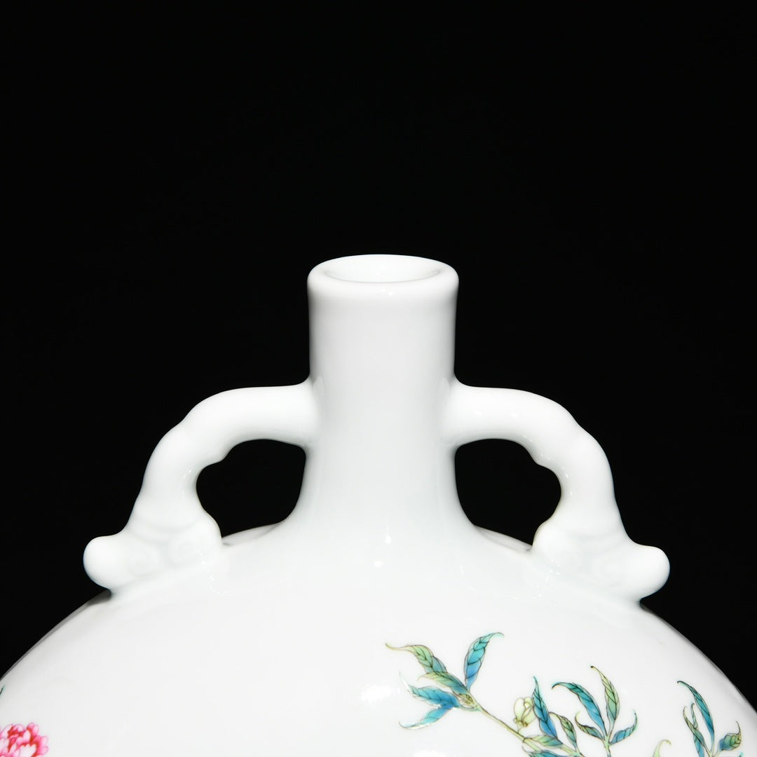A1699 Chinese Qing Dynasty Famille Rose Flowers Bird Design Porcelain Vase