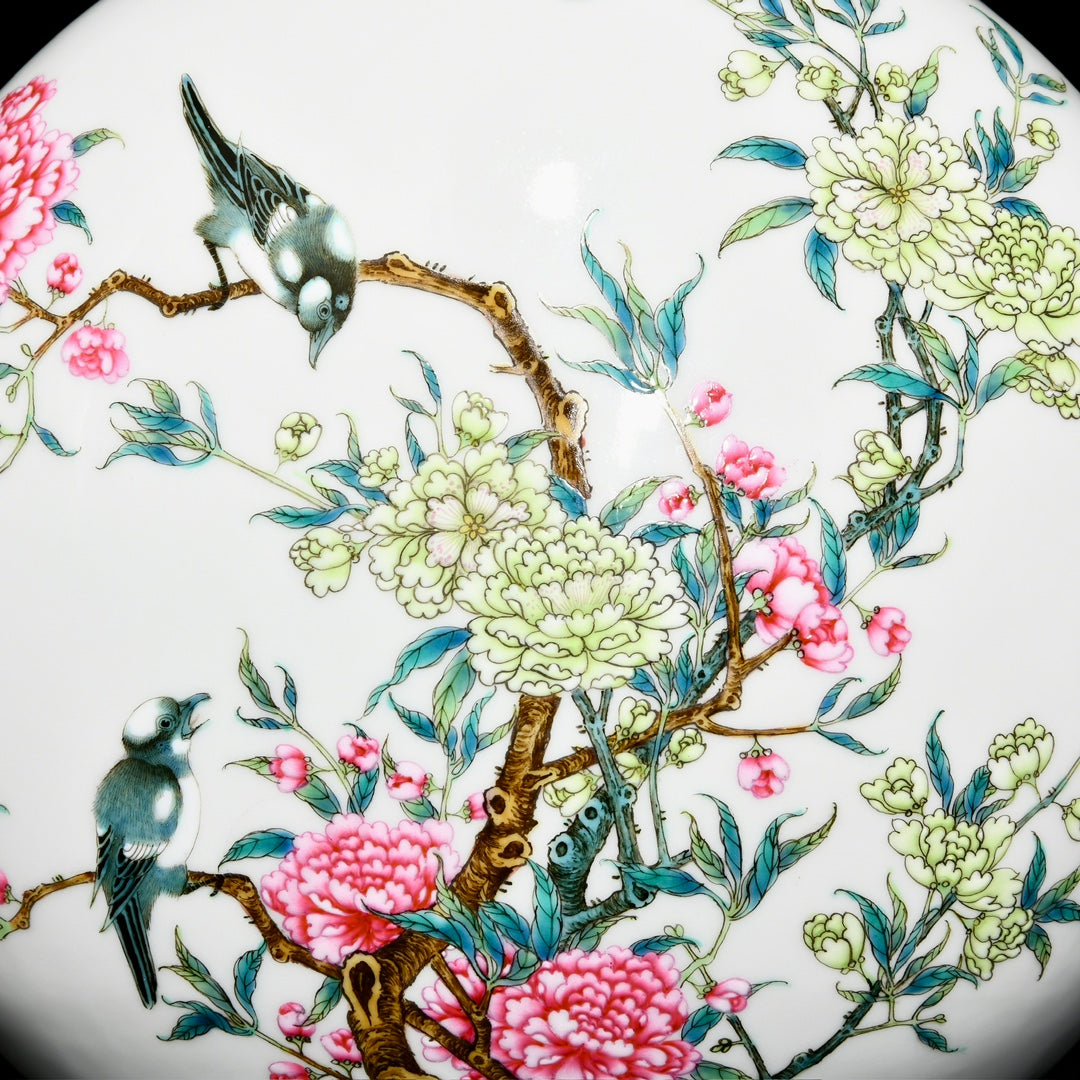 A1699 Chinese Qing Dynasty Famille Rose Flowers Bird Design Porcelain Vase