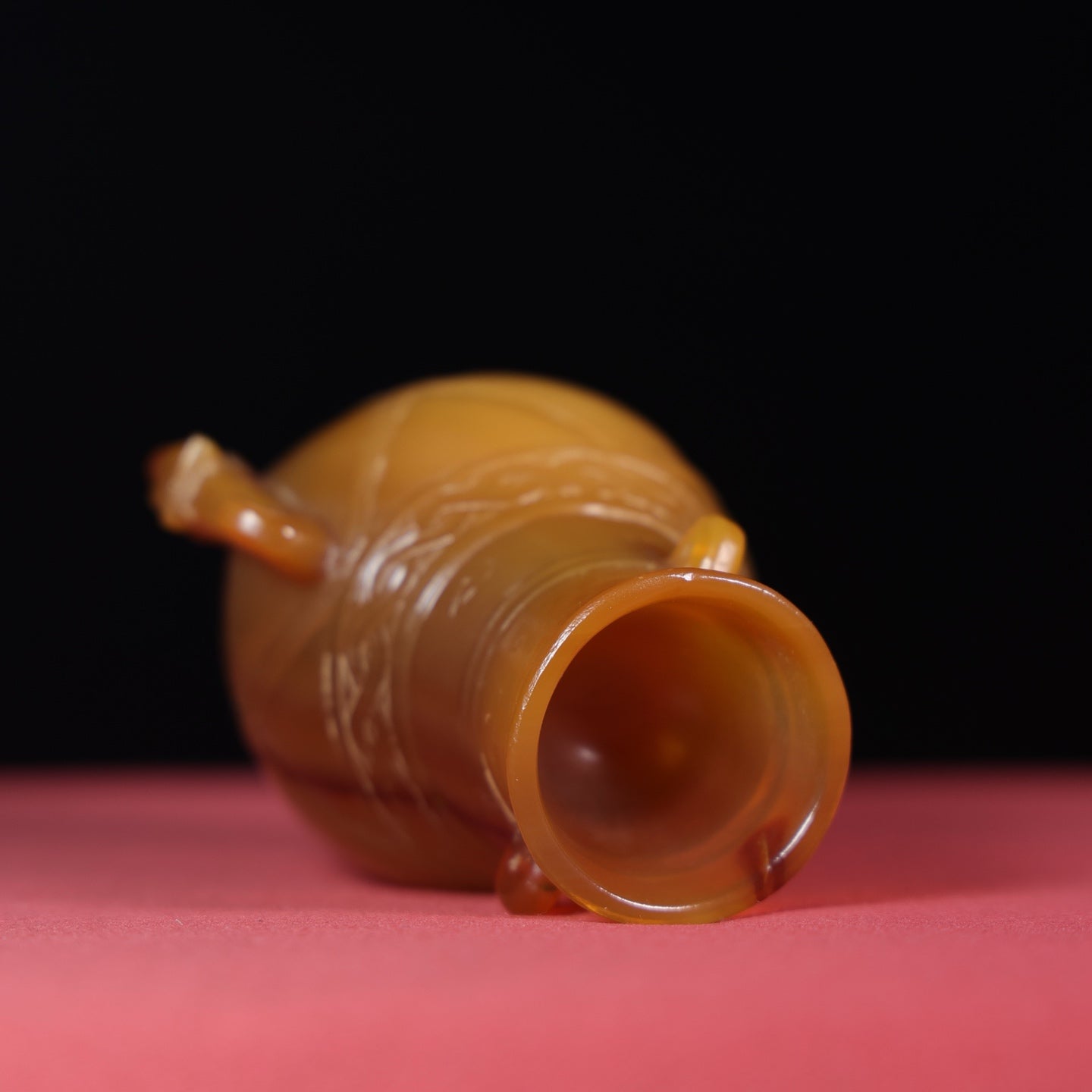 A1701 Vintage Chinese Agate Double Ear Beast Vase