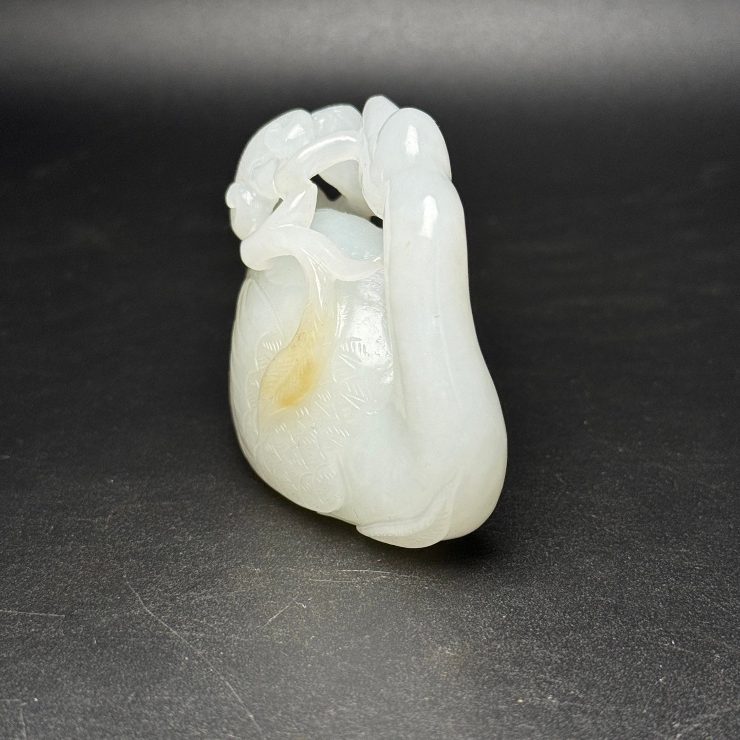 A1716 Superb Chinese Hetian Jade Carved Ruyi Swan Statue