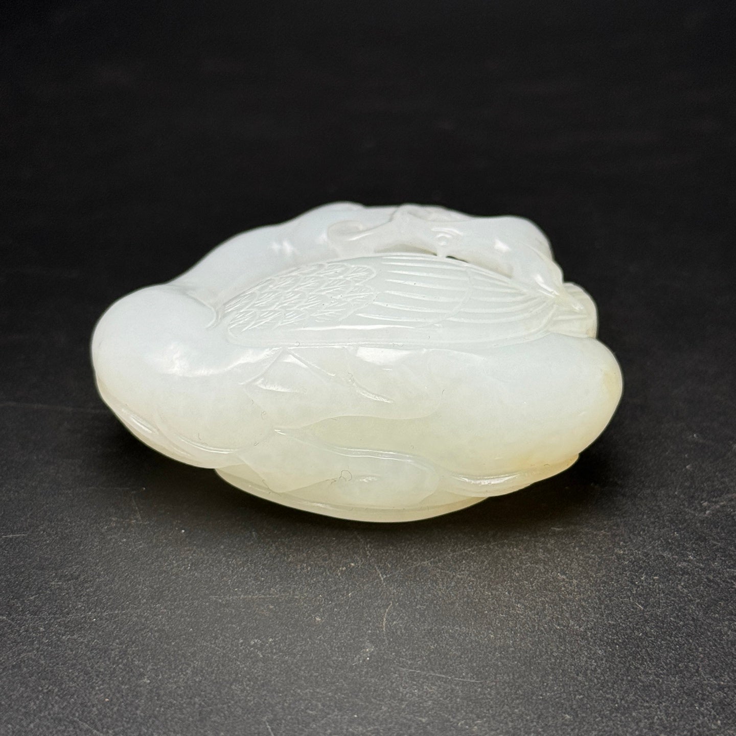 A1716 Superb Chinese Hetian Jade Carved Ruyi Swan Statue