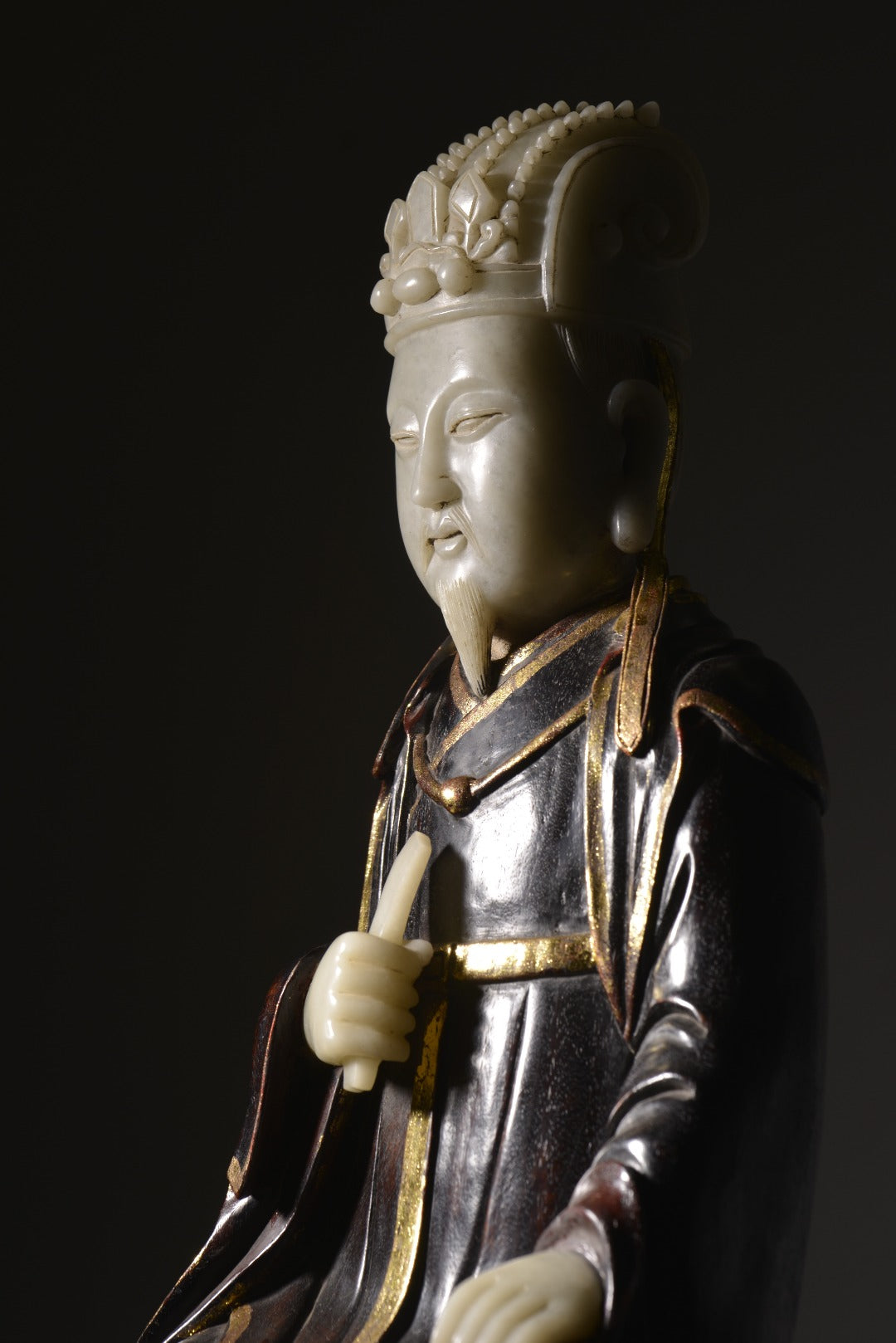 A1729 Vintage Chinese Zitan Wood Inlay Shoushan Stone Figure Statue