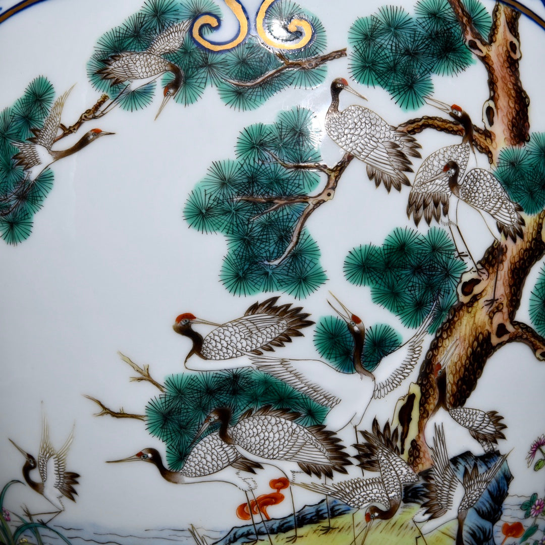 A1732 Chinese Qing Dynasty Blue And White Porcelain Pine Tree & Crane Design Porcelain Vase