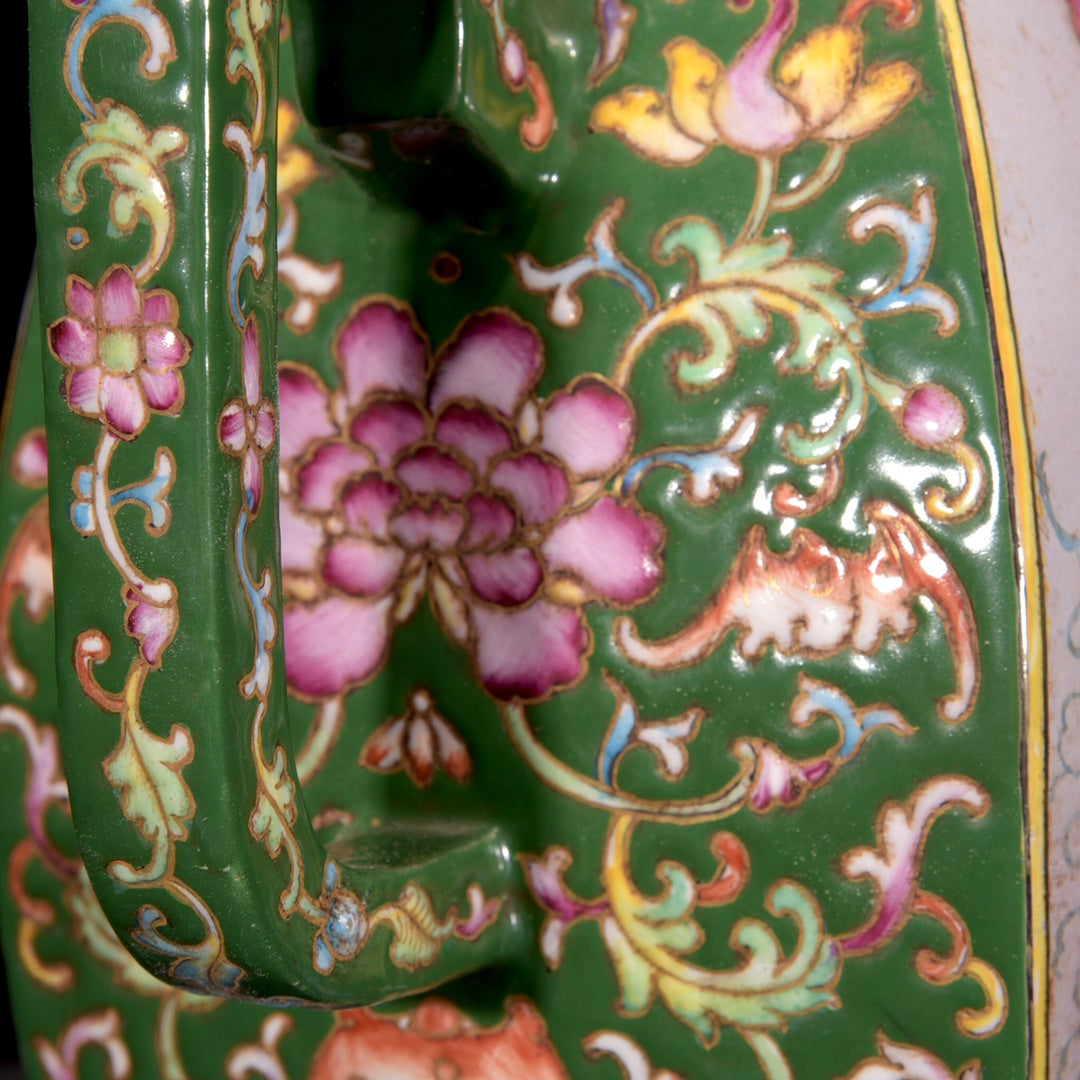 A1734 Chinese Famille Rose Yixing Zisha Clay Figure Design Teapot w Artist Signed