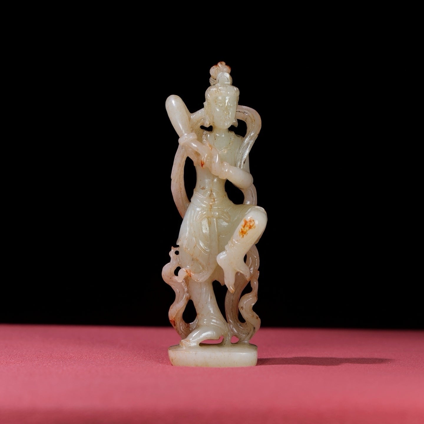A1743 Superb Old Chinese Hetian Jade Carved Figure Statue