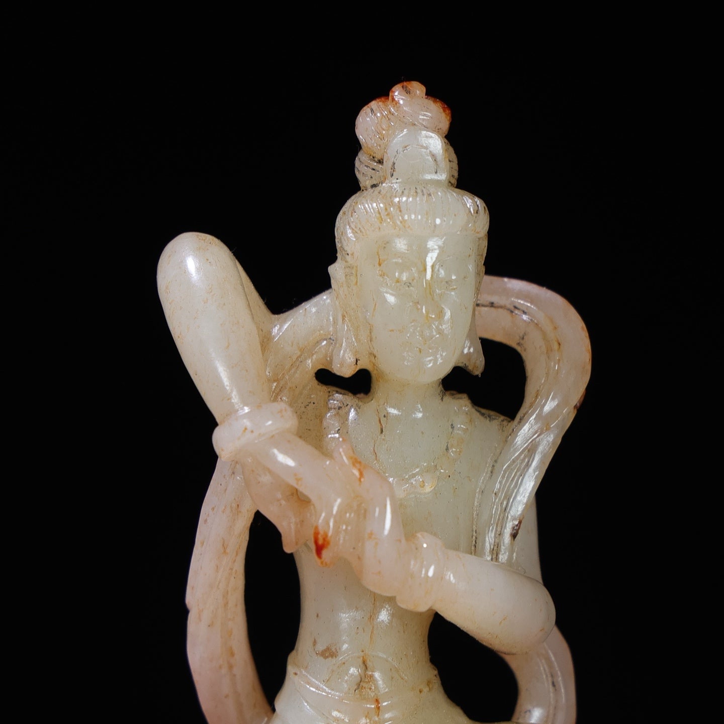 A1743 Superb Old Chinese Hetian Jade Carved Figure Statue