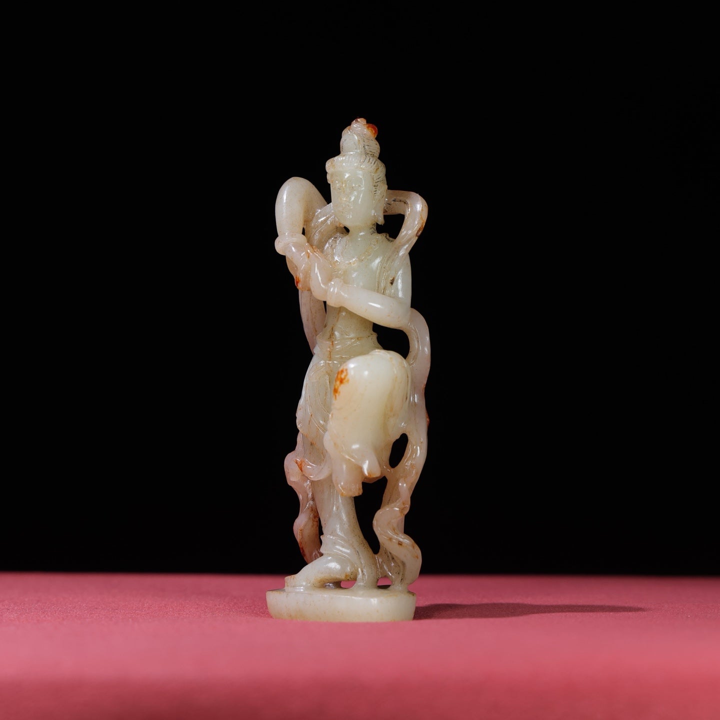 A1743 Superb Old Chinese Hetian Jade Carved Figure Statue