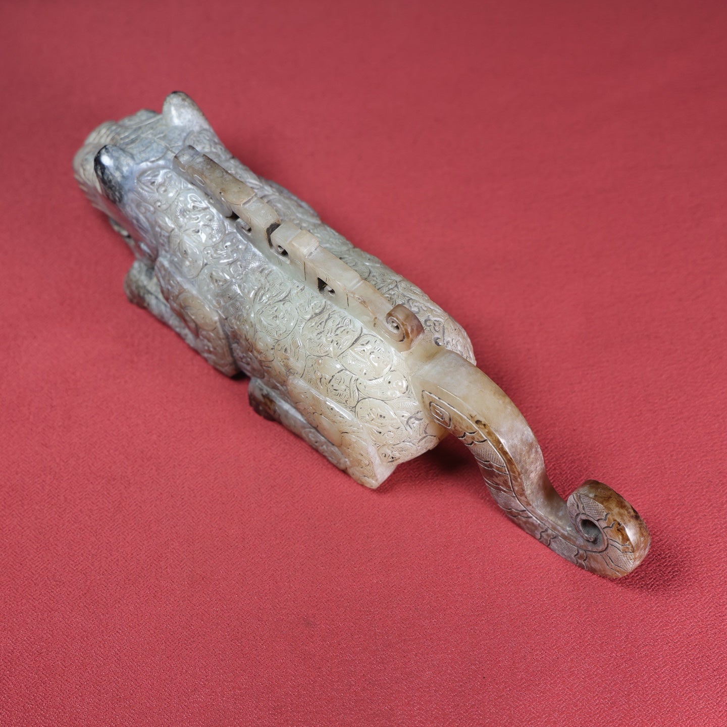 A1751 Superb Old Chinese Hetian Jade Carved Tiger Statue