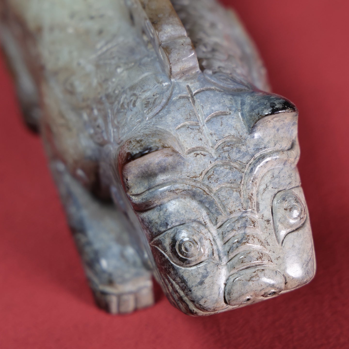 A1751 Superb Old Chinese Hetian Jade Carved Tiger Statue