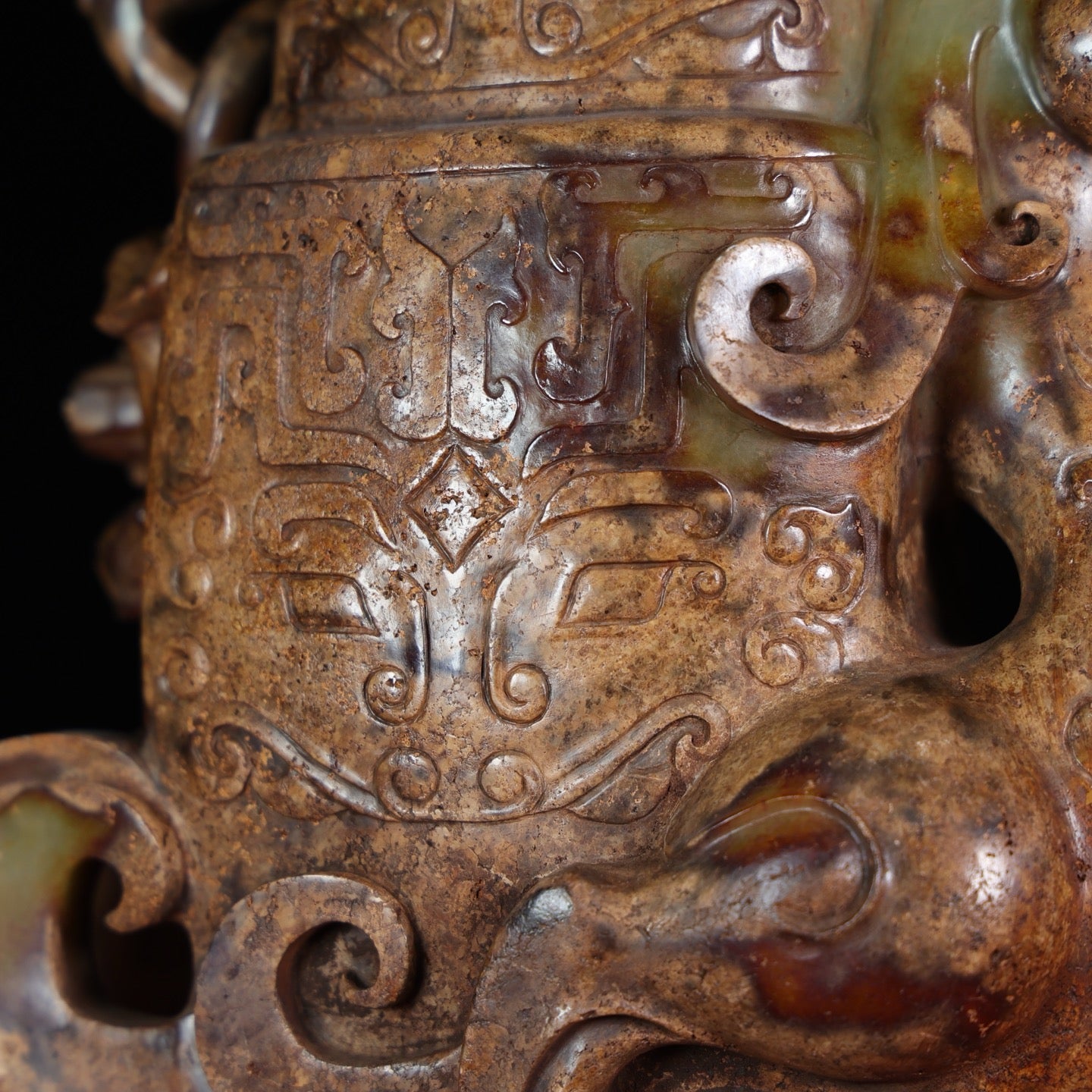 A1755 Superb Old Chinese Hetian Jade Carved Fortune Dragon Cup