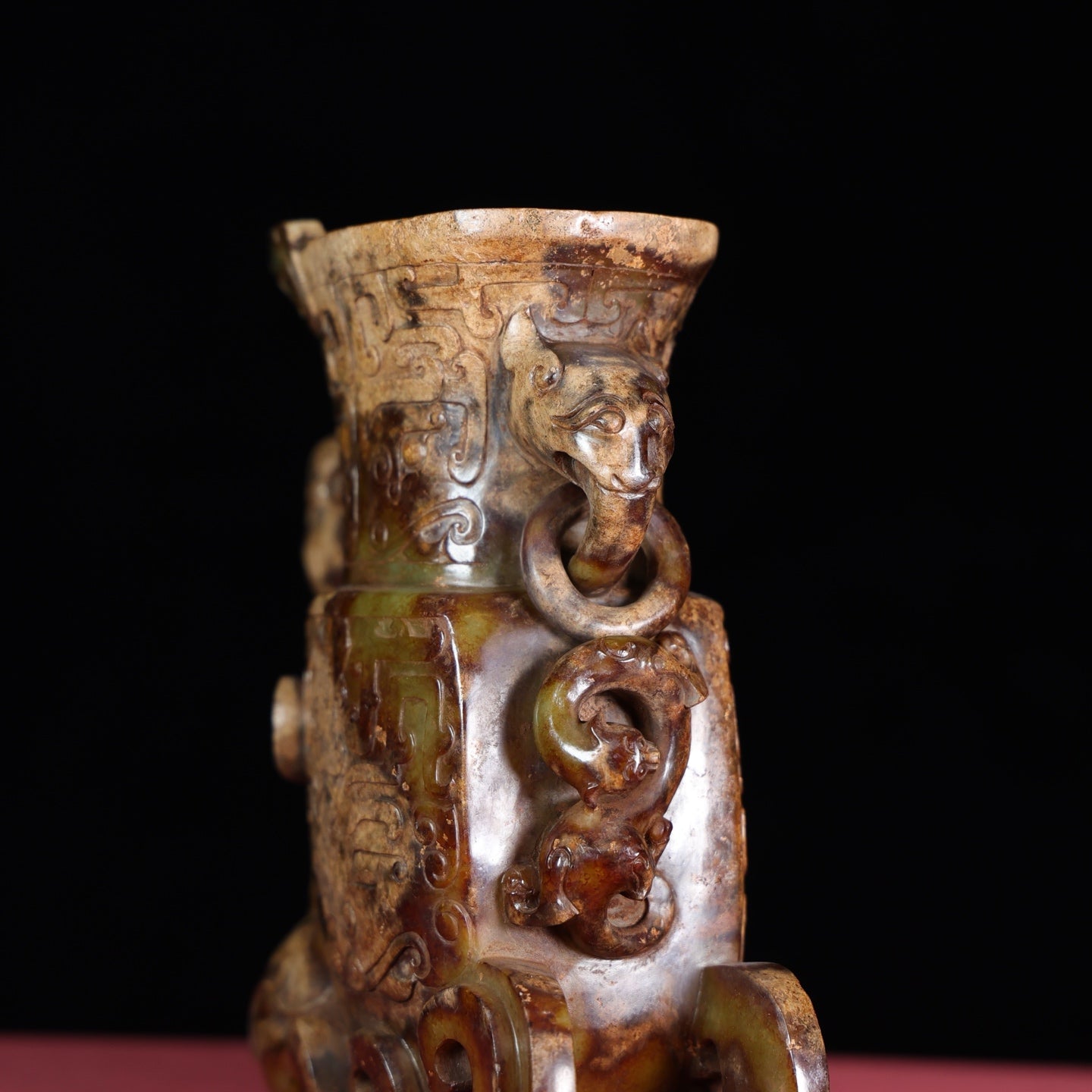 A1755 Superb Old Chinese Hetian Jade Carved Fortune Dragon Cup