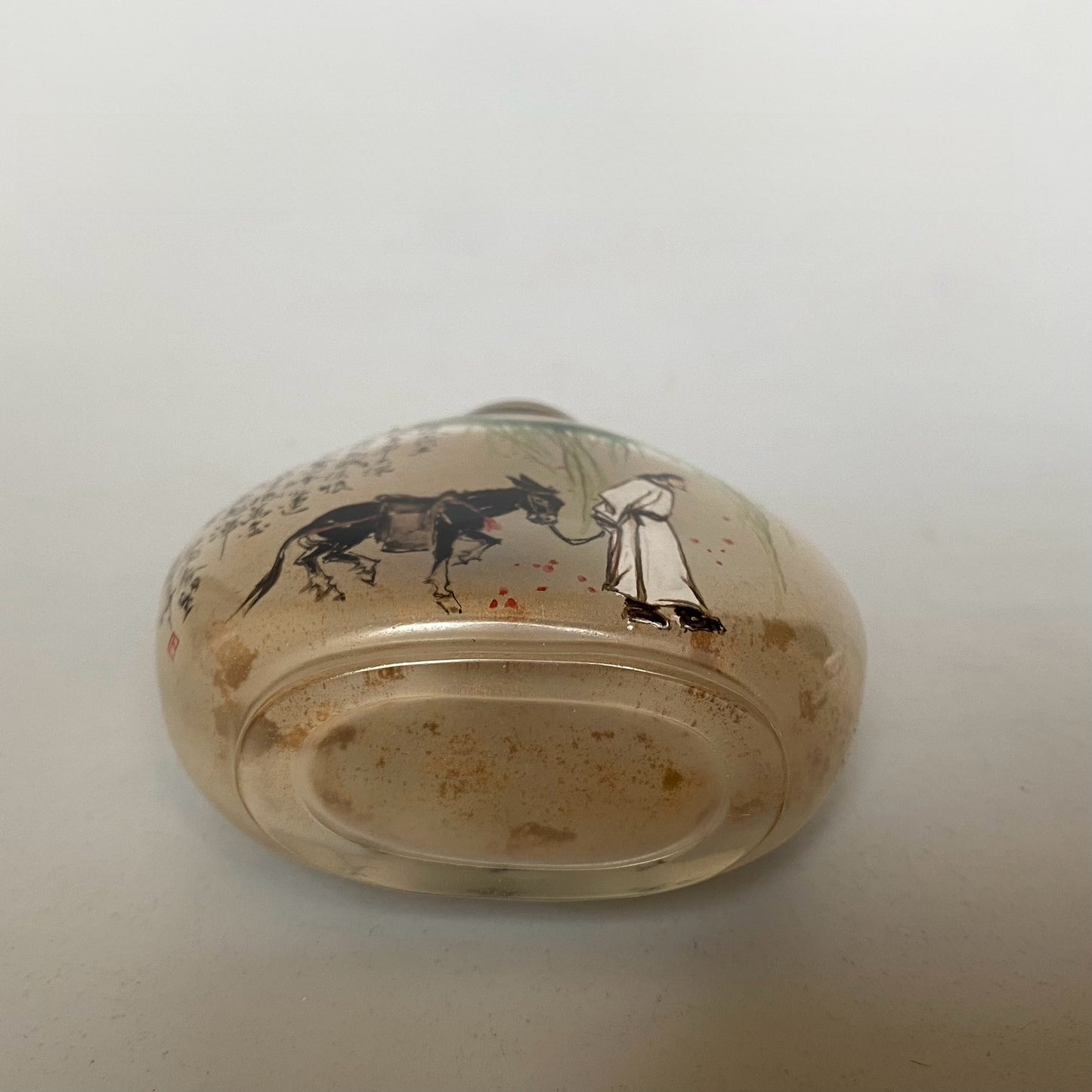 A1758 Old Chinese Peking Glass Inside Painting Figure Design Snuff Bottle w Stopper