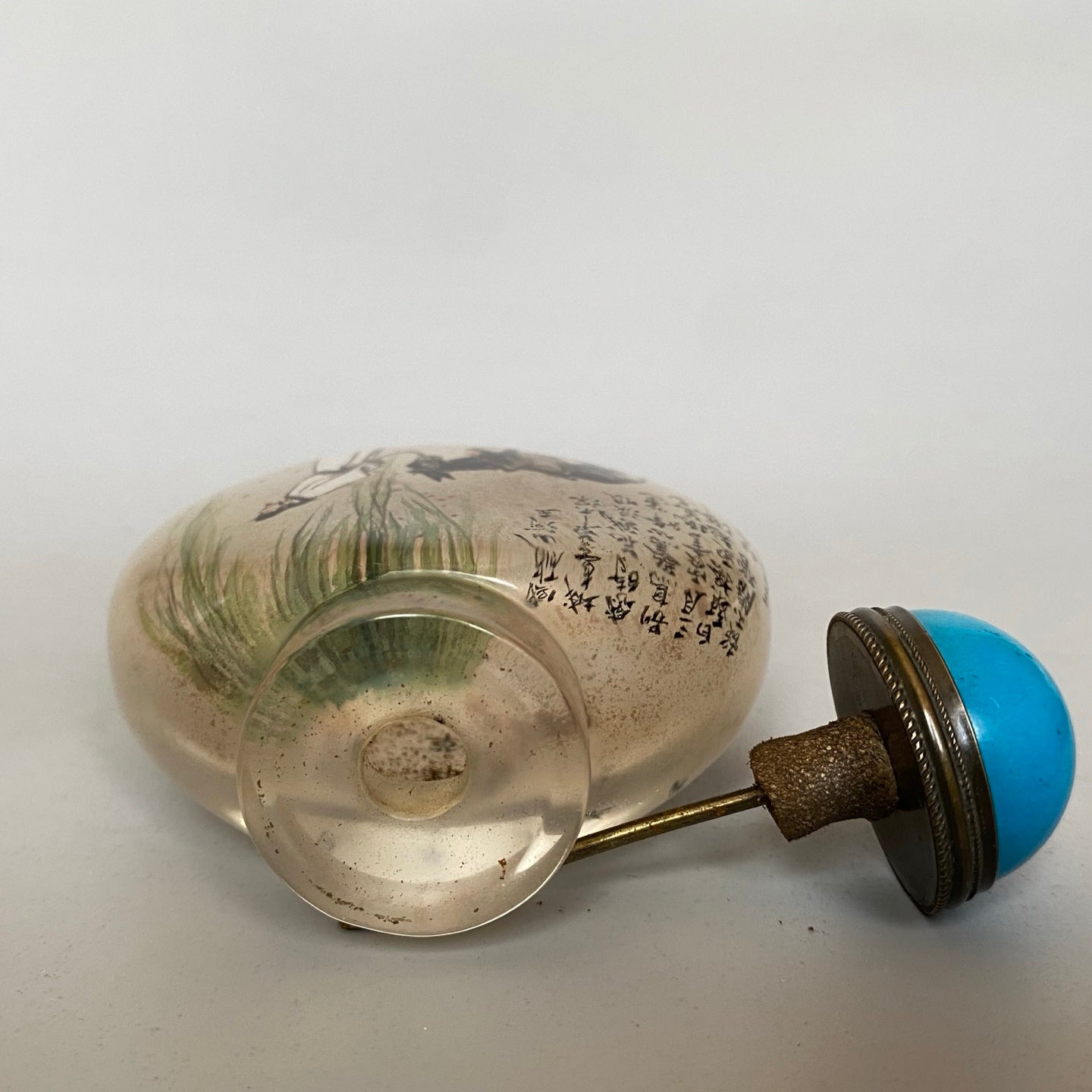 A1758 Old Chinese Peking Glass Inside Painting Figure Design Snuff Bottle w Stopper