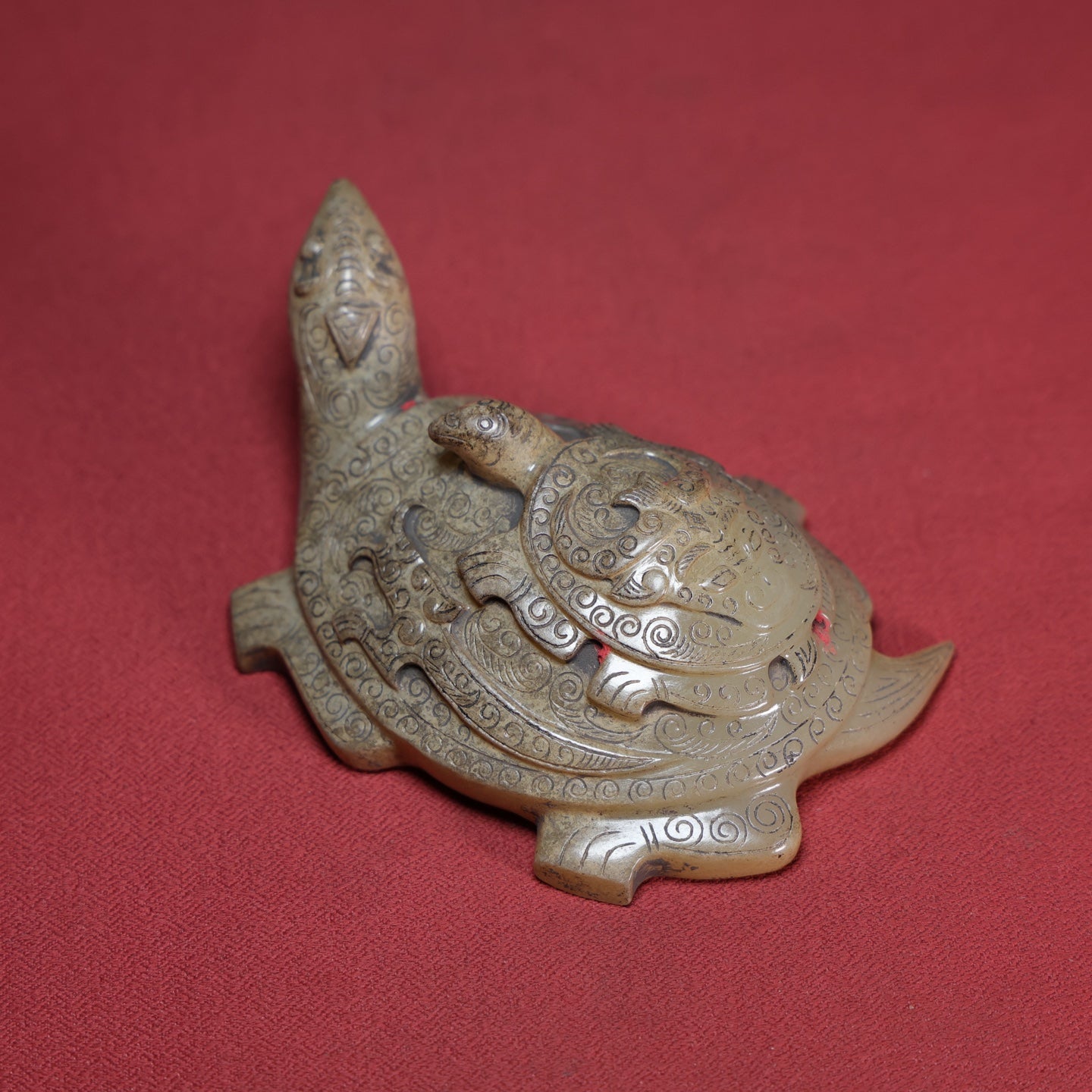 A1760 Superb Old Chinese Hetian Jade Carved Long Life Turtle Statue