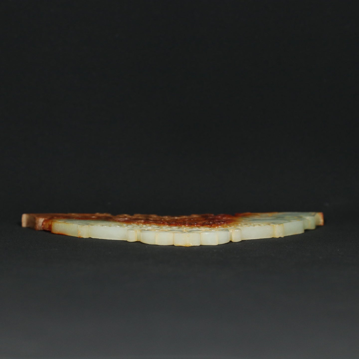 A1801 Vintage Chinese Hetian Jade Double Dragon Head Semicircle Jade Bi