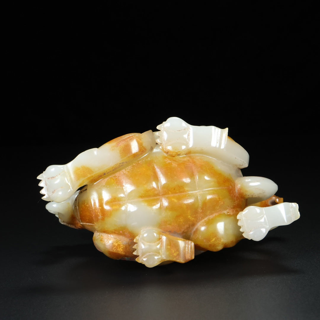 A1805 Superb Chinese Hetian Jade Carved Dragon Turtle Statue
