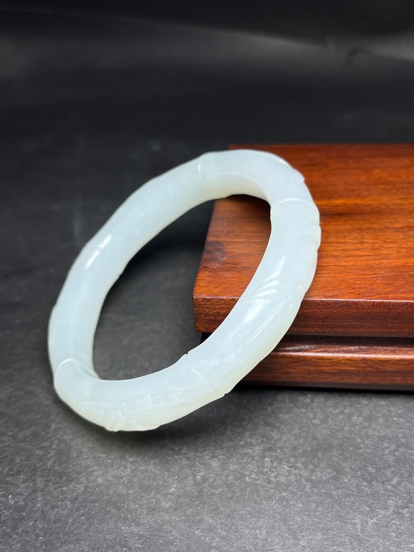 A1813 Inside Diameter 58 MM Chinese Hetian Jade Fortune Bamboo Bracelet