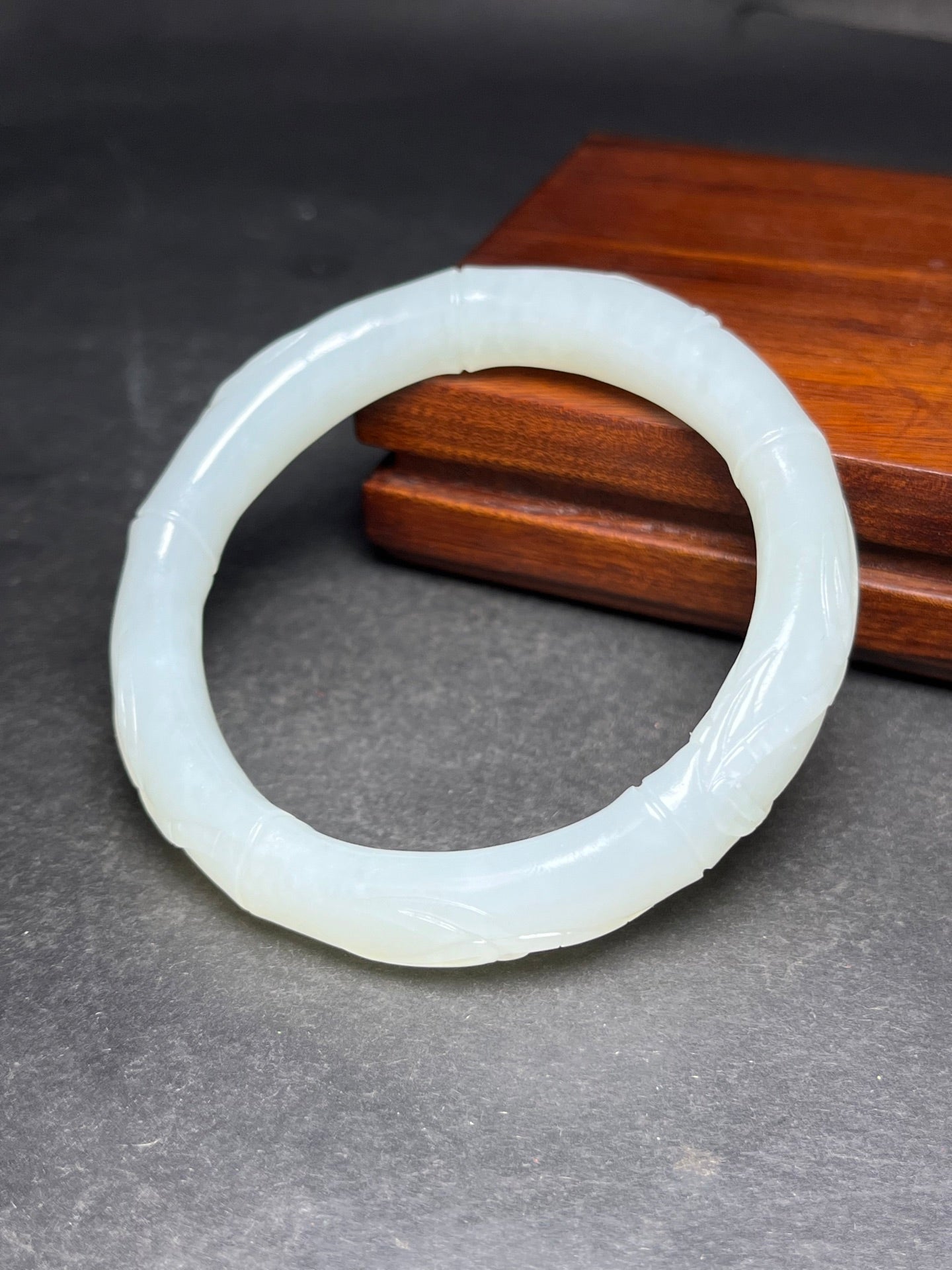 A1813 Inside Diameter 58 MM Chinese Hetian Jade Fortune Bamboo Bracelet