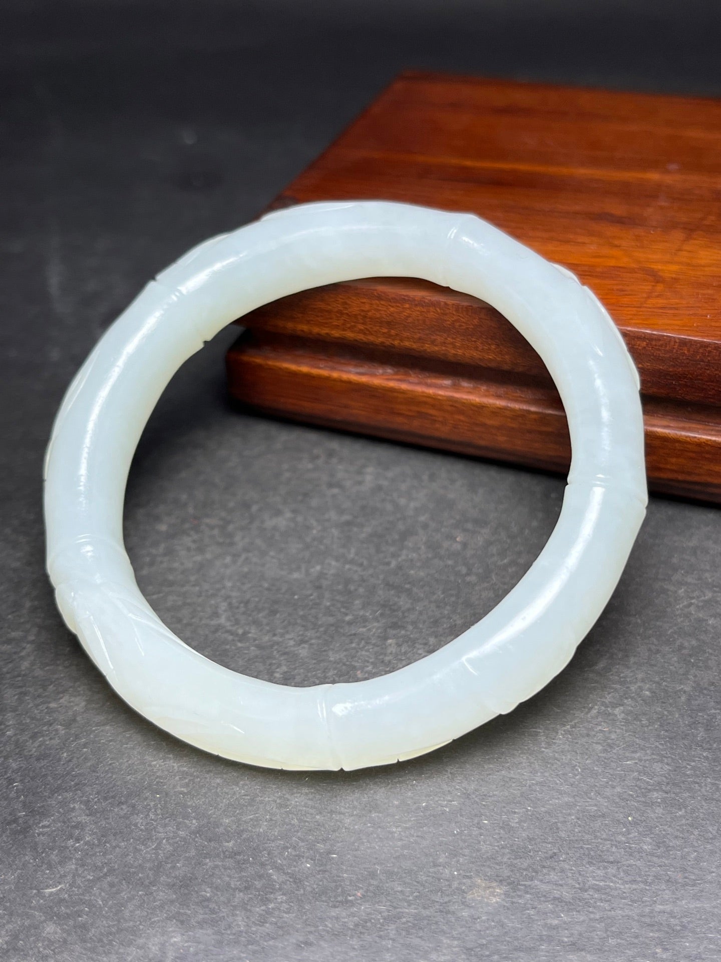 A1813 Inside Diameter 58 MM Chinese Hetian Jade Fortune Bamboo Bracelet