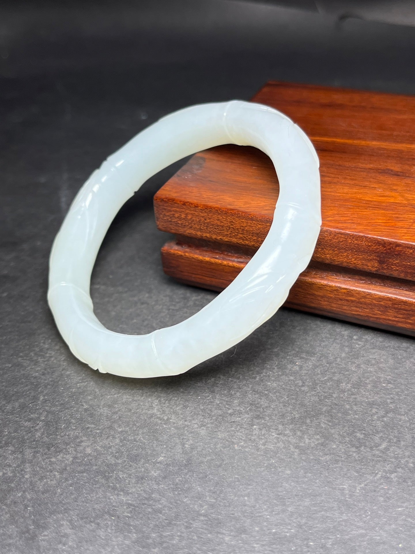 A1813 Inside Diameter 58 MM Chinese Hetian Jade Fortune Bamboo Bracelet