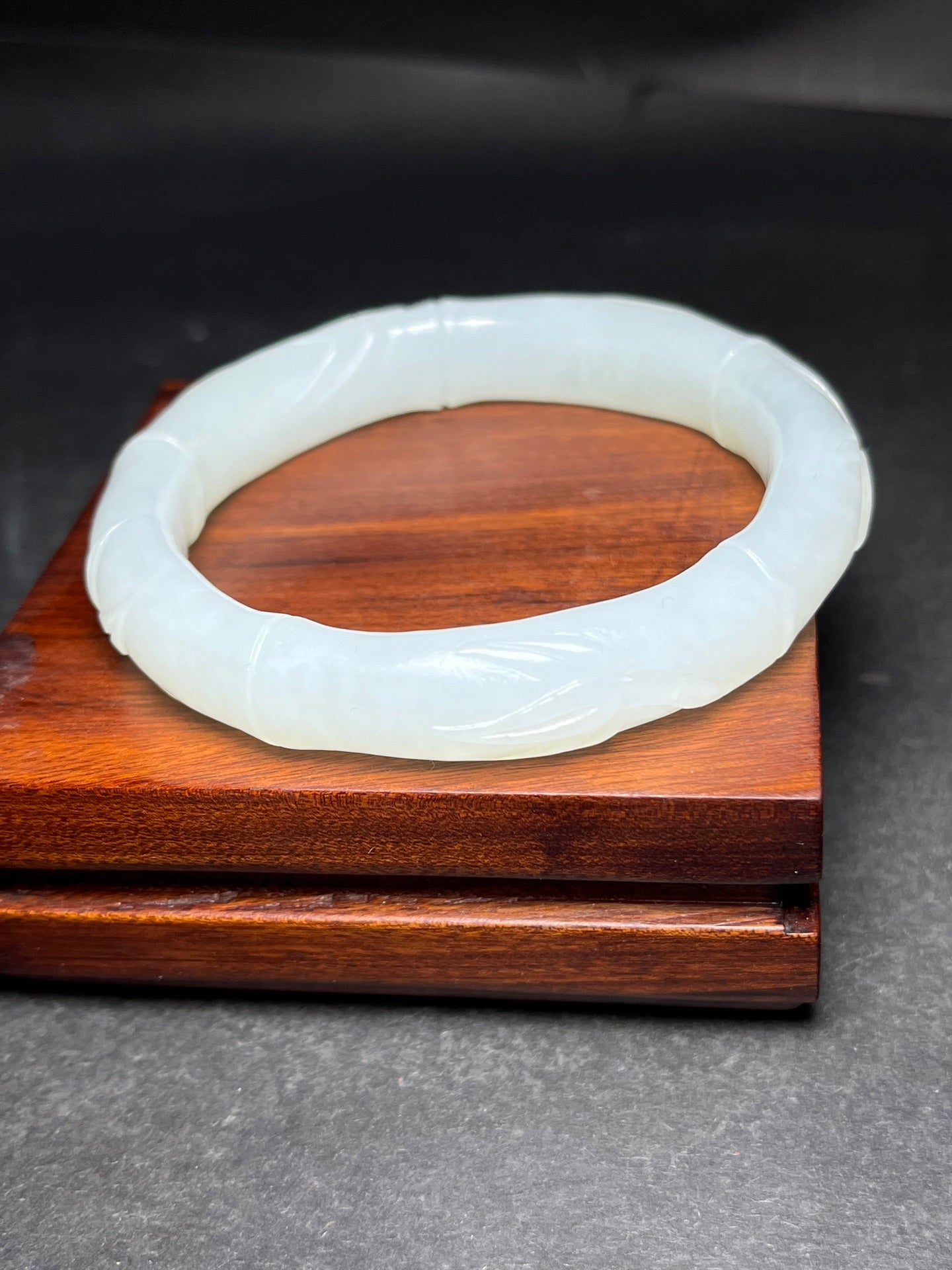 A1813 Inside Diameter 58 MM Chinese Hetian Jade Fortune Bamboo Bracelet