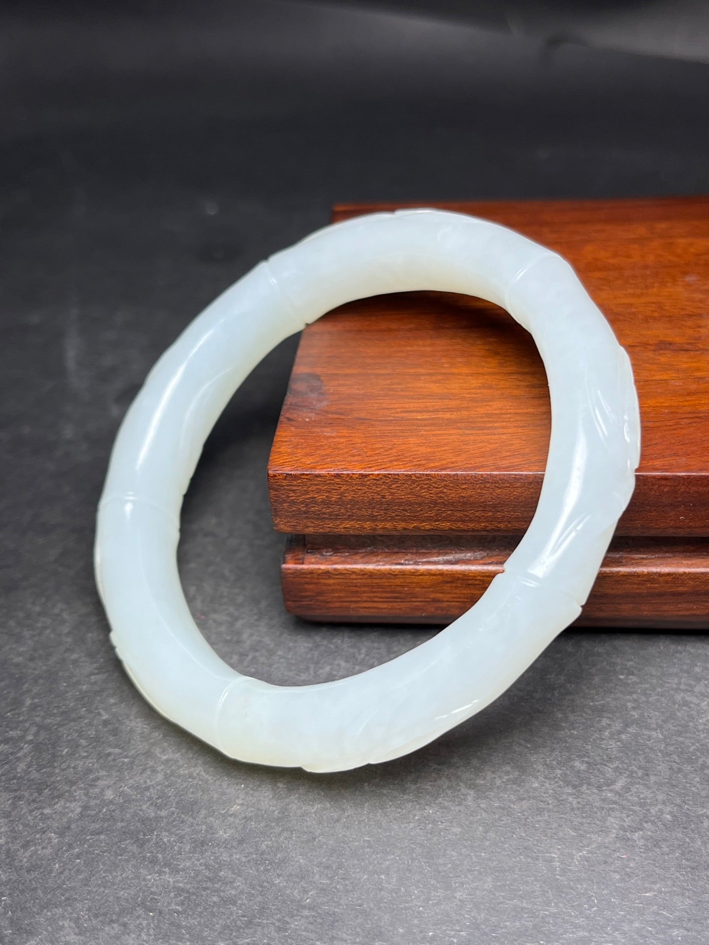 A1813 Inside Diameter 58 MM Chinese Hetian Jade Fortune Bamboo Bracelet