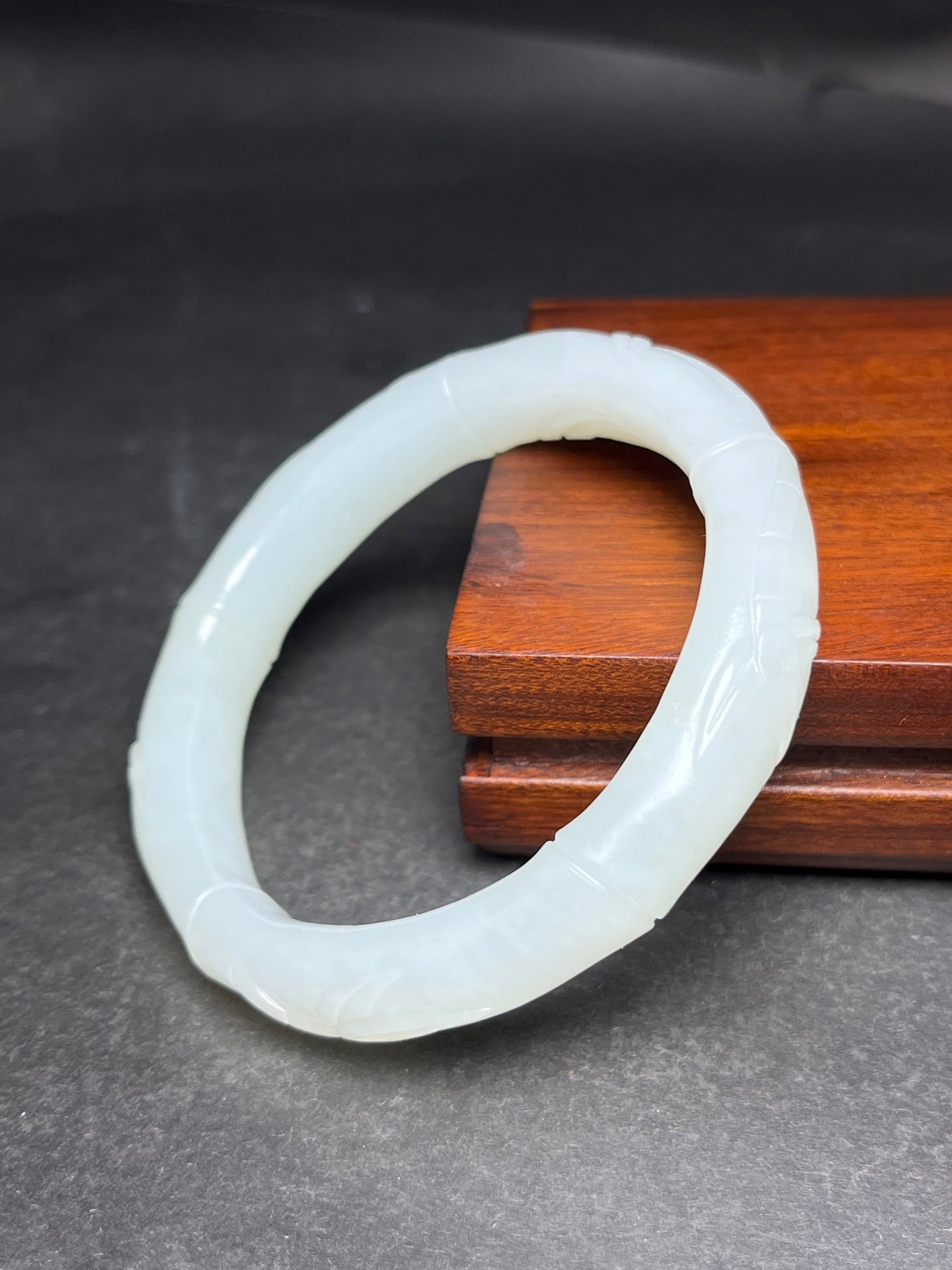 A1813 Inside Diameter 58 MM Chinese Hetian Jade Fortune Bamboo Bracelet