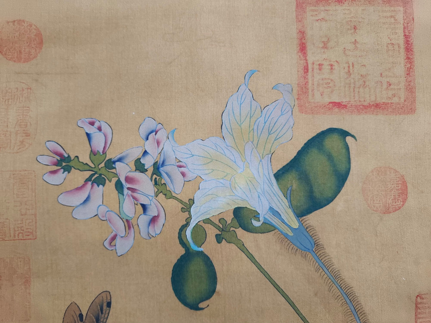 A1817 Chinese Watercolour On Silk Flowers Design Painting - Qian Xuan