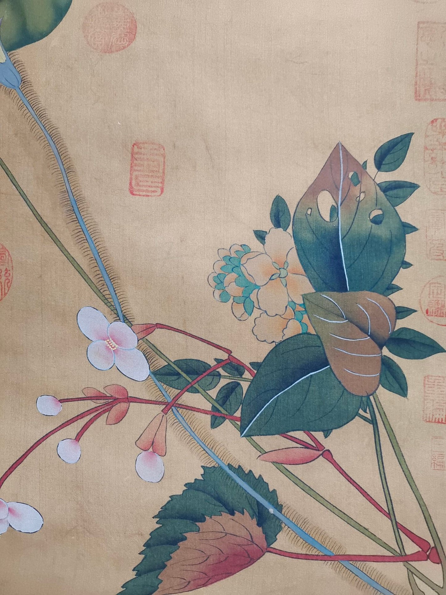 A1817 Chinese Watercolour On Silk Flowers Design Painting - Qian Xuan