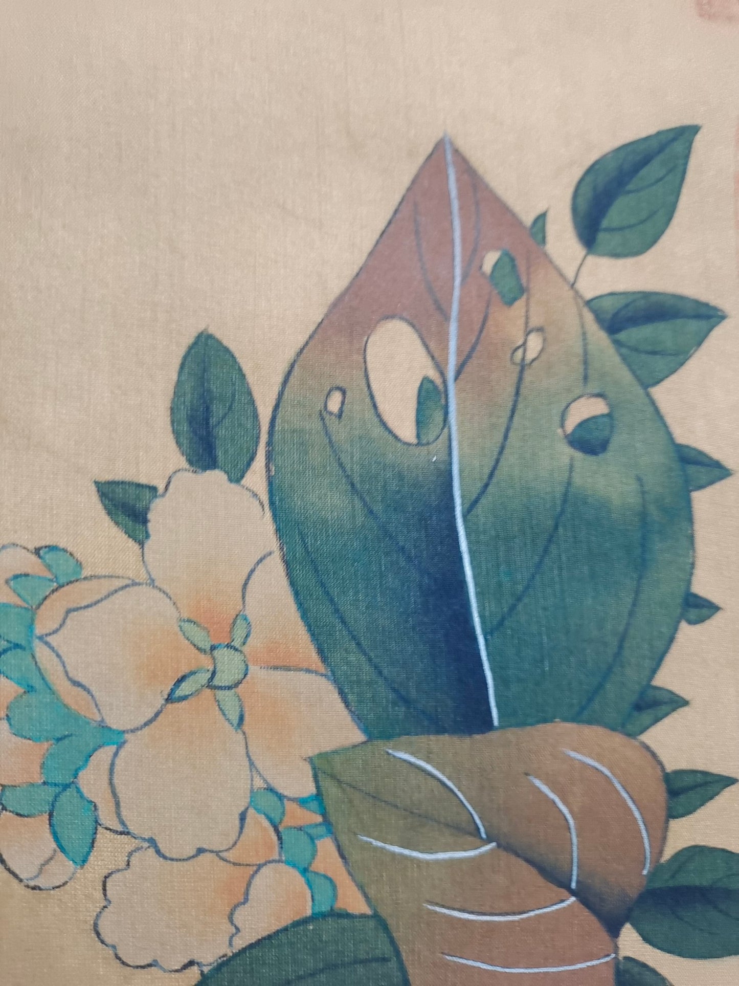 A1817 Chinese Watercolour On Silk Flowers Design Painting - Qian Xuan