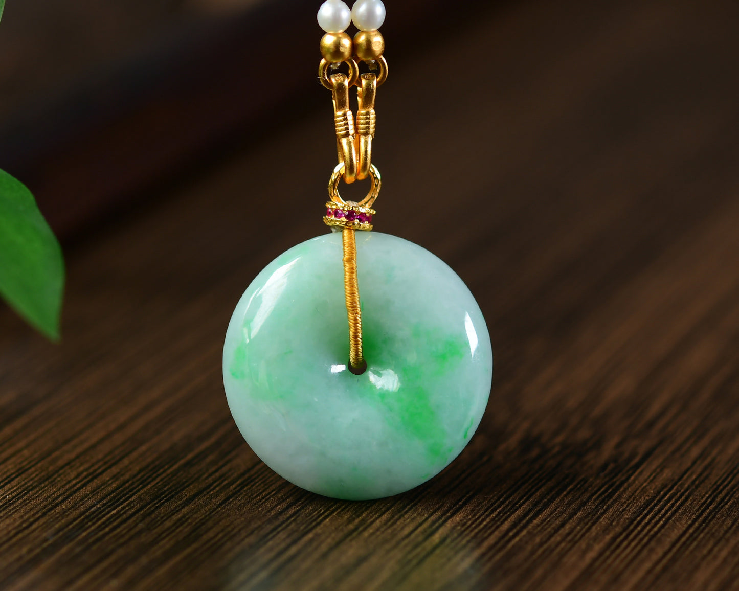 A1823 Exquisite Natural Jadeite Lucky Pendant w Pearl & Agate & Jadeite Beads Necklace